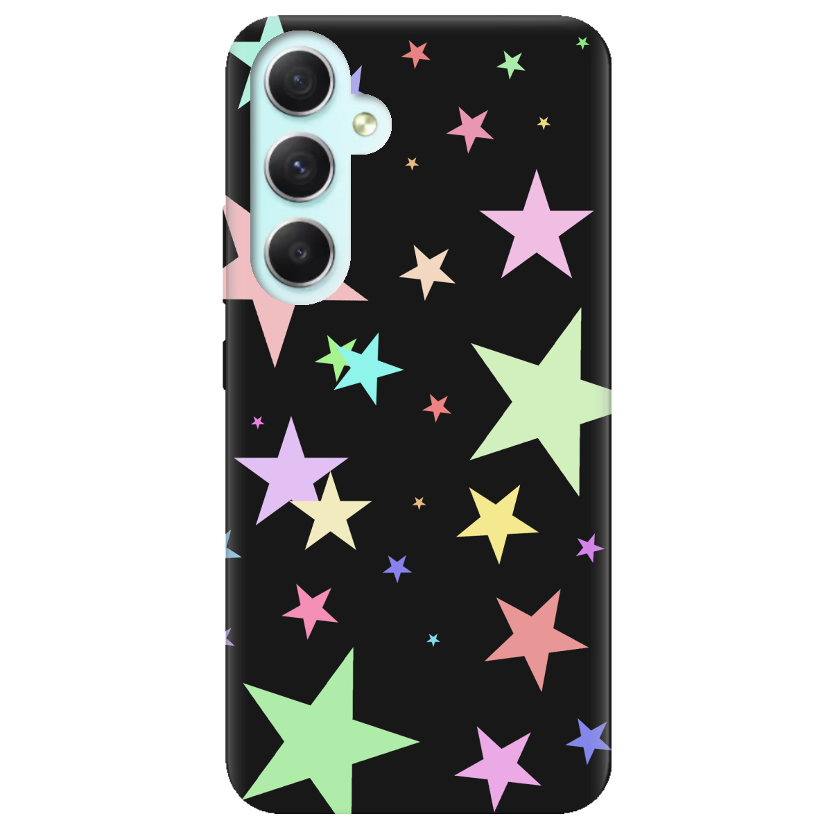 Чехол для Samsung Galaxy A34 черный матовый soft touch Яскраві зірки (black) - фото 1 - Чехлы для телефонов