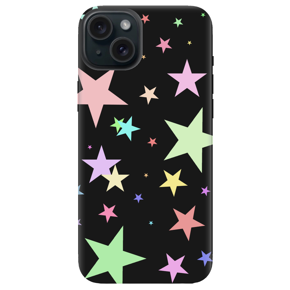 Чохол для Apple iPhone 15 Plus чорний матовий soft touch Яскраві зірки (black) - фото 1 Чохол для Apple iPhone 15 Plus чорний матовий soft touch Яскраві зірки (black) - фото 1 - Чохли для телефонів