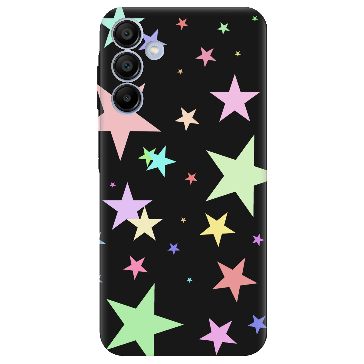 Чохол для Samsung Galaxy A15 чорний матовий soft touch Яскраві зірки (black) - фото 1 - Чохли для телефонів