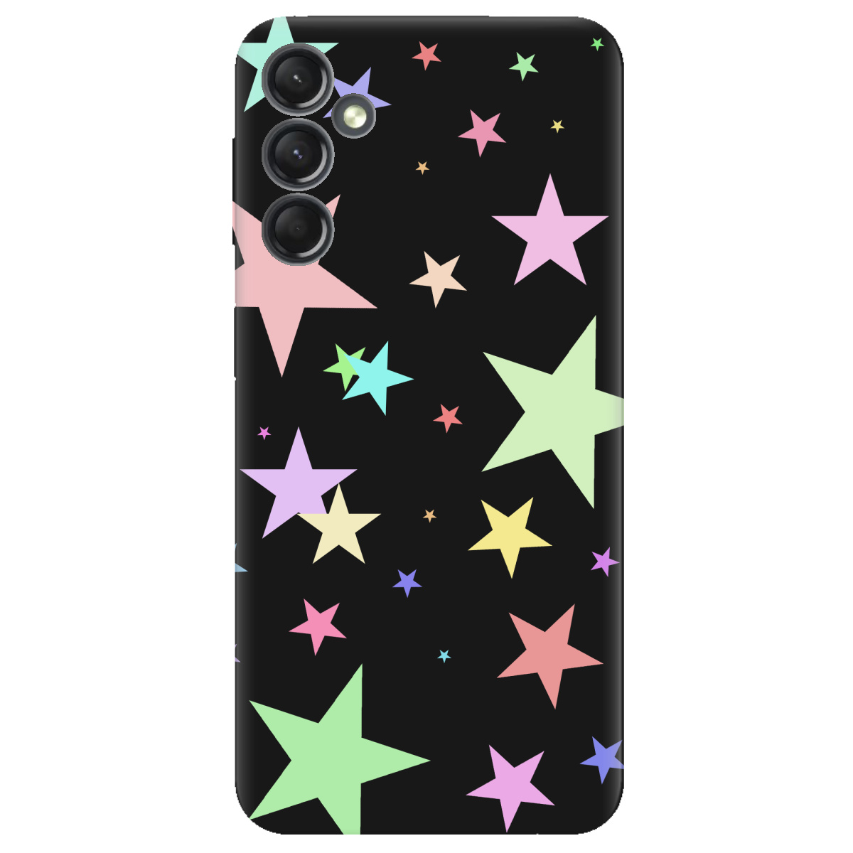 Чохол для Samsung Galaxy A25 чорний матовий soft touch Яскраві зірки (black) - фото 1 - Чохли для телефонів
