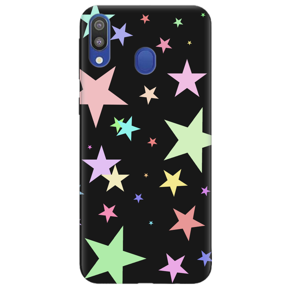 Чохол для Samsung Galaxy A20e чорний матовий soft touch Яскраві зірки (black) - фото 1 - Чохли для телефонів