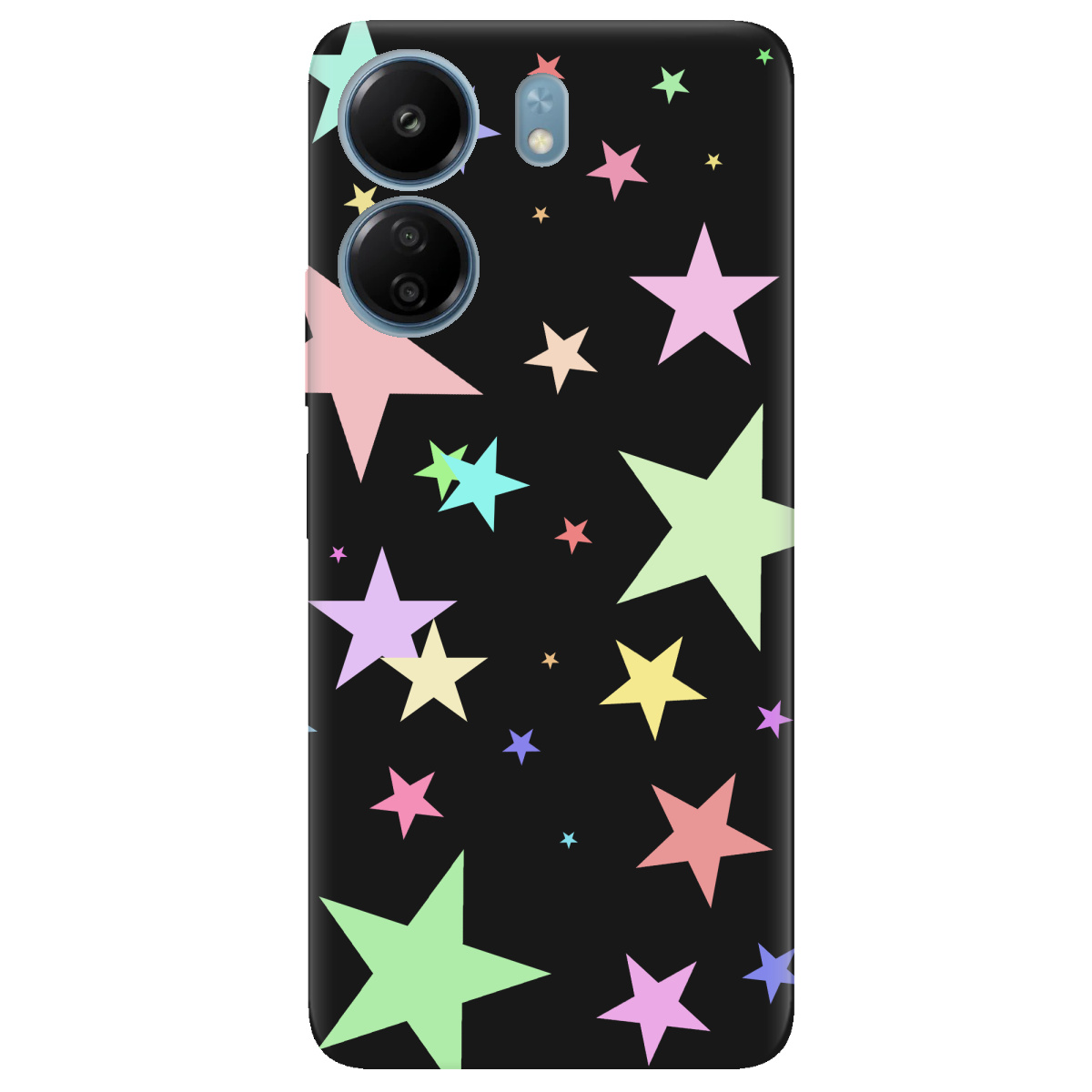 Чохол для Xiaomi Redmi 13C чорний матовий soft touch Яскраві зірки (black) - фото 1 - Чохли для телефонів