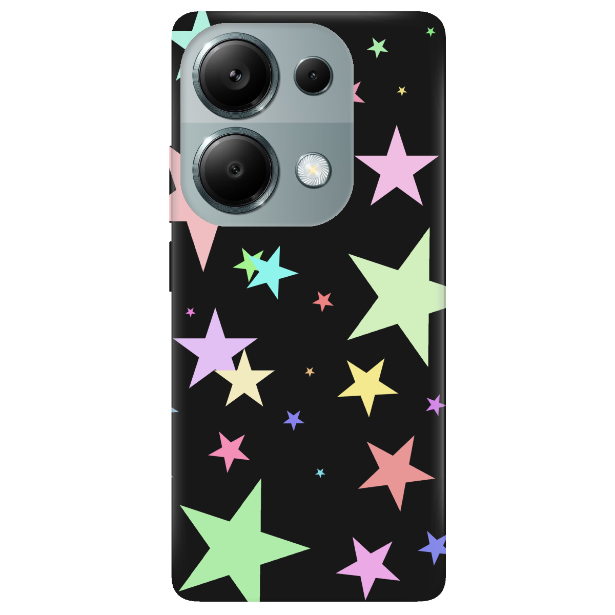 Чехол для Xiaomi Poco M6 Pro 4G черный матовый soft touch Яскраві зірки (black) - фото 1 - Чехлы для телефонов