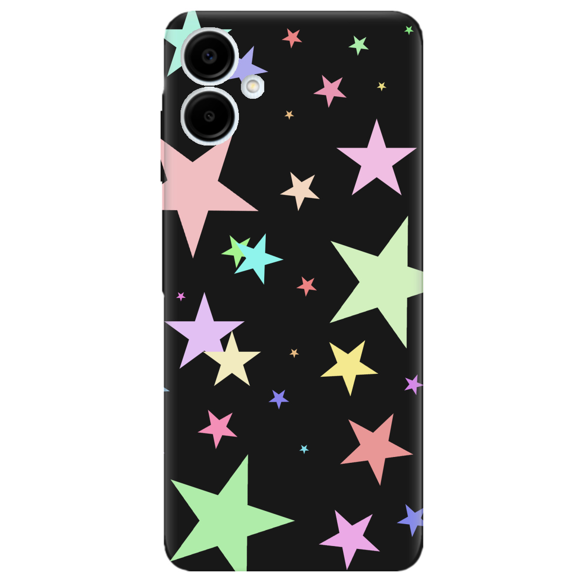 Чехол для Samsung Galaxy A06 черный матовый soft touch Яскраві зірки (black) - фото 1 - Чехлы для телефонов