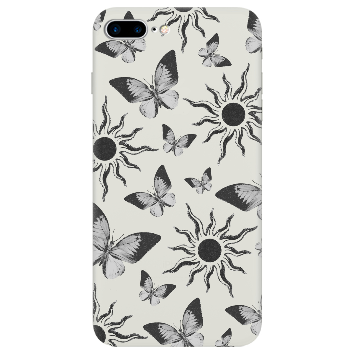 Чохол для Apple iPhone 8 Plus напівпрозорий матовий soft touch Сонячний метелик - фото 1 - Чохли для телефонів