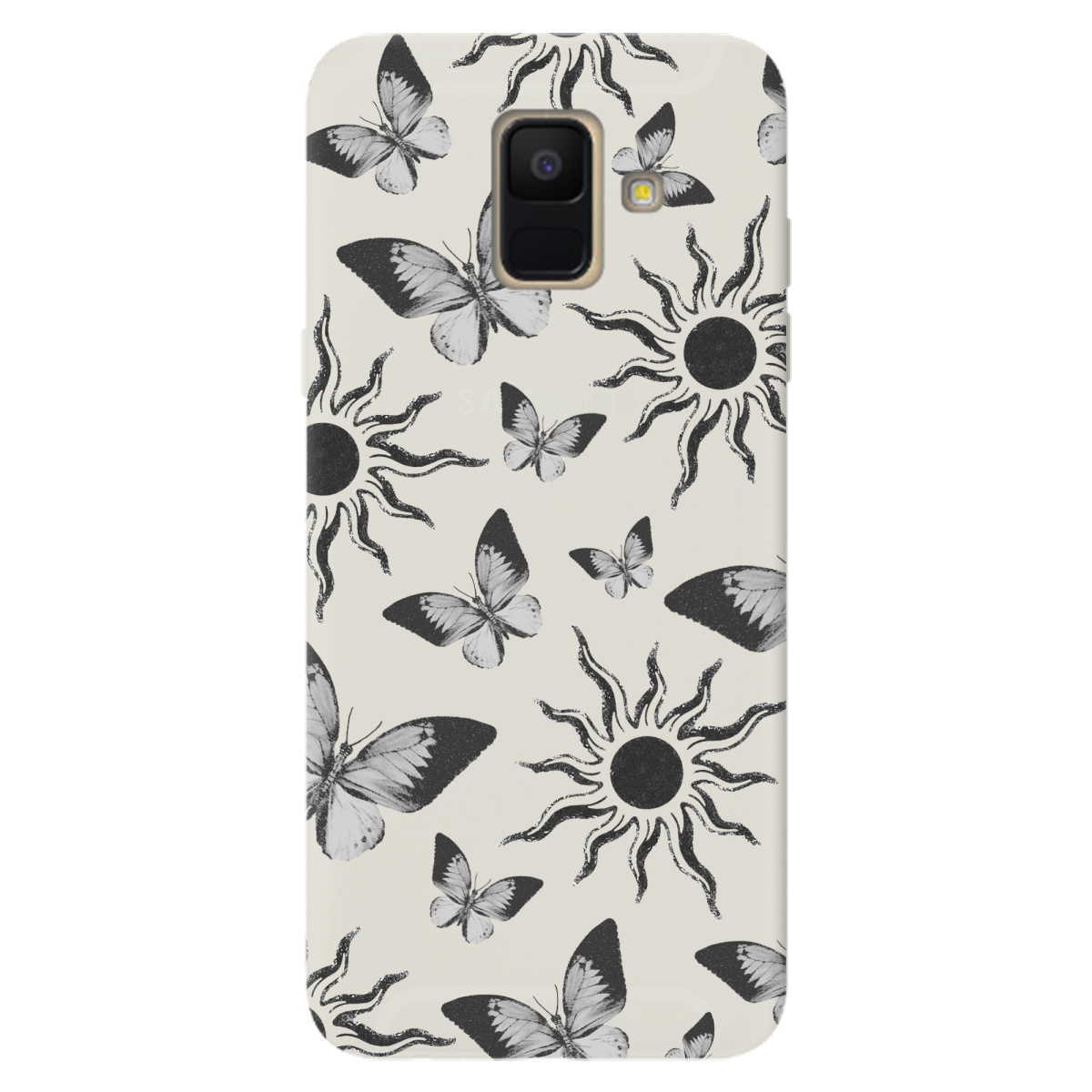 Чохол для Samsung Galaxy A6 2018 напівпрозорий матовий soft touch Сонячний метелик - фото 1 Чохол для Samsung Galaxy A6 2018 напівпрозорий матовий soft touch Сонячний метелик - фото 1 - Чохли для телефонів