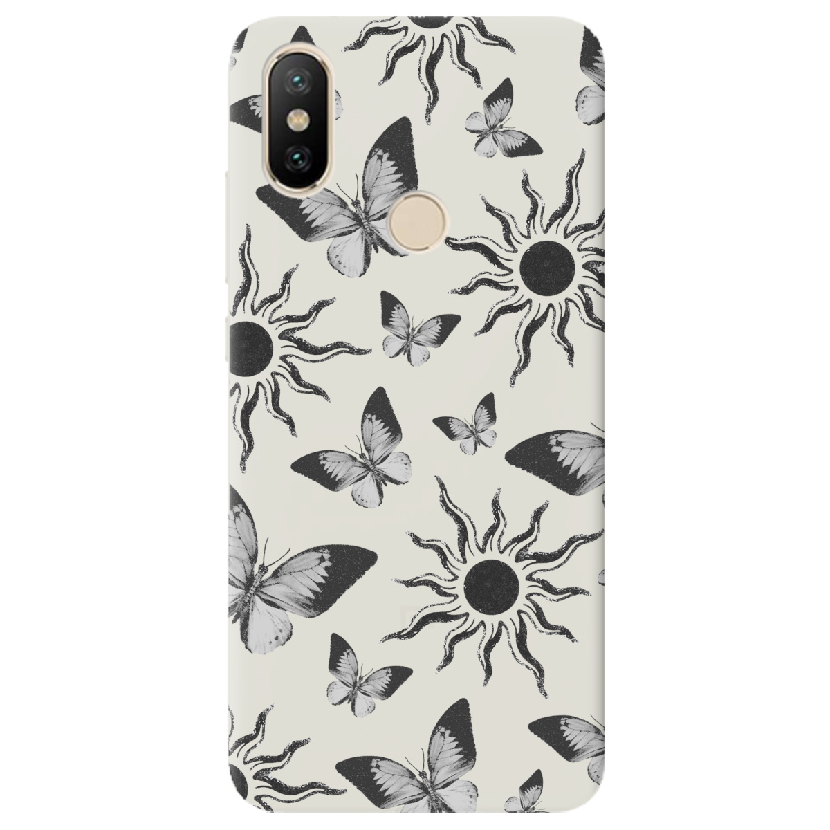 Чохол для Xiaomi Mi A2 Mi 6X напівпрозорий матовий soft touch Сонячний метелик - фото 1 - Чохли для телефонів