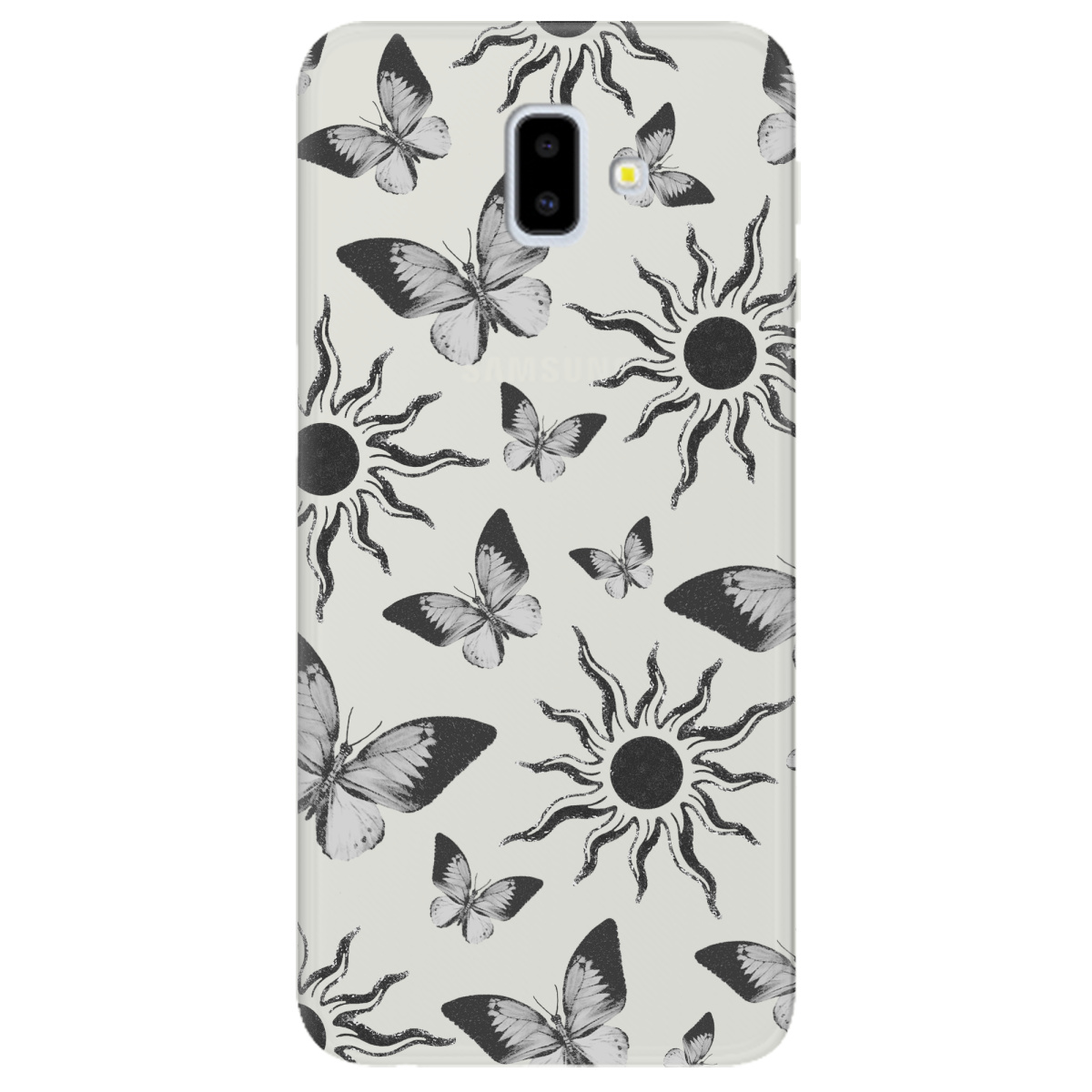 Чохол для Samsung Galaxy J6 Plus 2018 напівпрозорий матовий soft touch Сонячний метелик - фото 1 - Чохли для телефонів