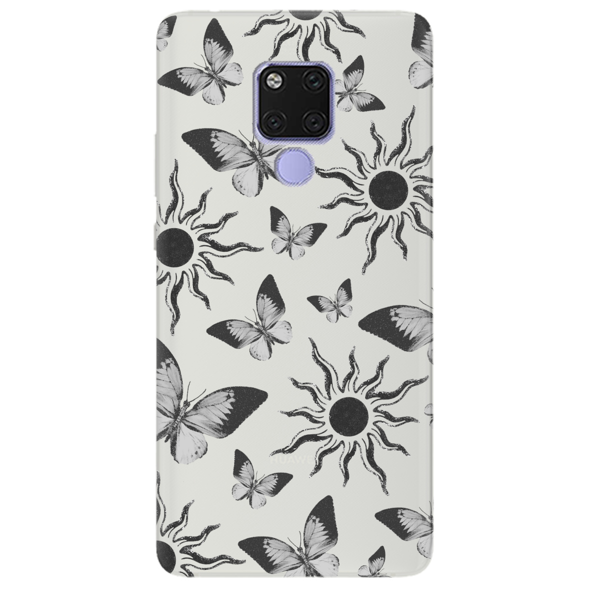 Чохол для Huawei Mate 20 напівпрозорий матовий soft touch Сонячний метелик - фото 1 Чохол для Huawei Mate 20 напівпрозорий матовий soft touch Сонячний метелик - фото 1 - Чохли для телефонів