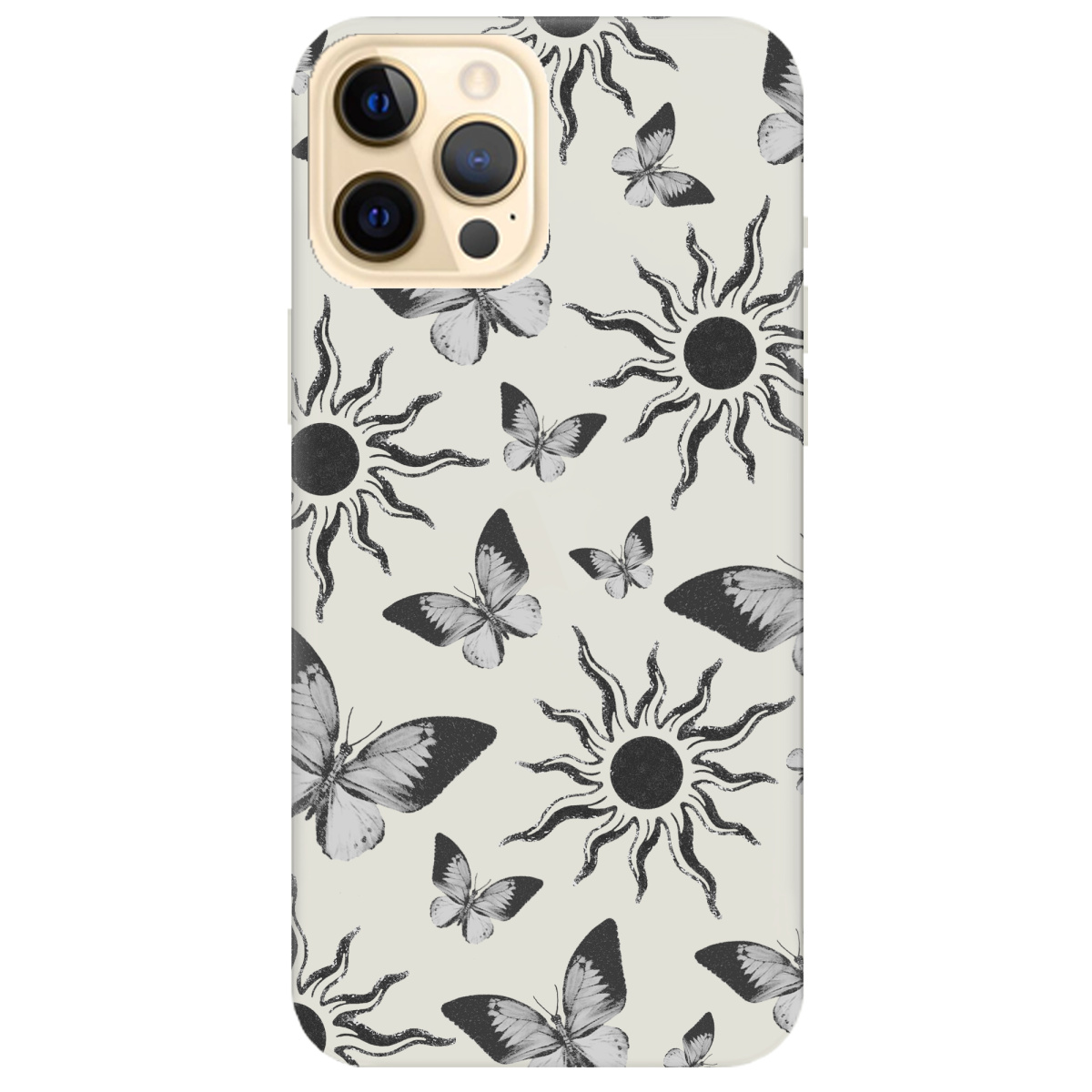 Чохол для Apple iPhone 12 Pro напівпрозорий матовий soft touch Сонячний метелик - фото 1 - Чохли для телефонів