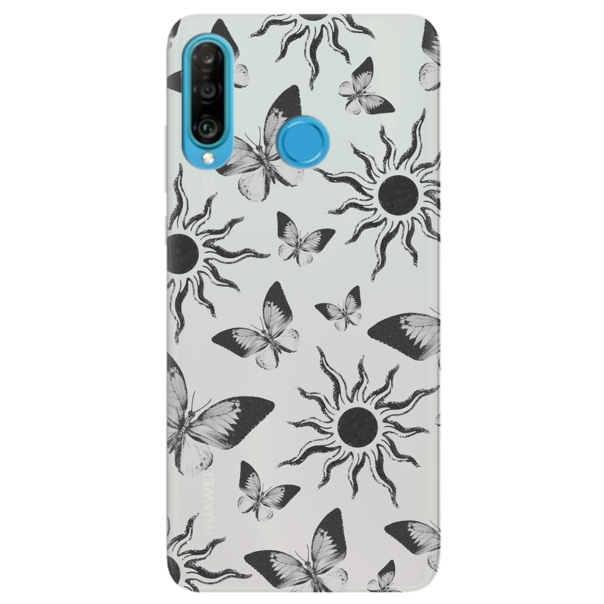 Чохол для Huawei P30 Lite напівпрозорий матовий soft touch Сонячний метелик - фото 1 - Чохли для телефонів