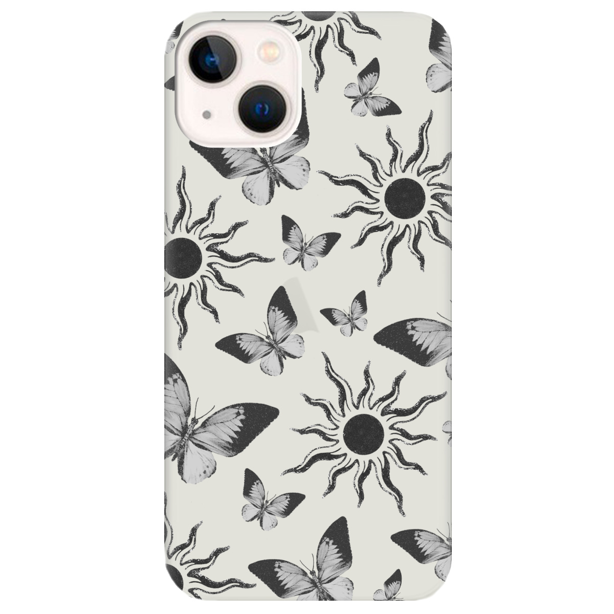 Чохол для Apple iPhone 13 Mini напівпрозорий матовий soft touch Сонячний метелик - фото 1 - Чохли для телефонів