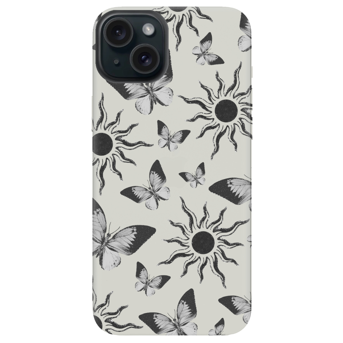 Чохол для Apple iPhone 15 напівпрозорий матовий soft touch Сонячний метелик - фото 1 - Чохли для телефонів