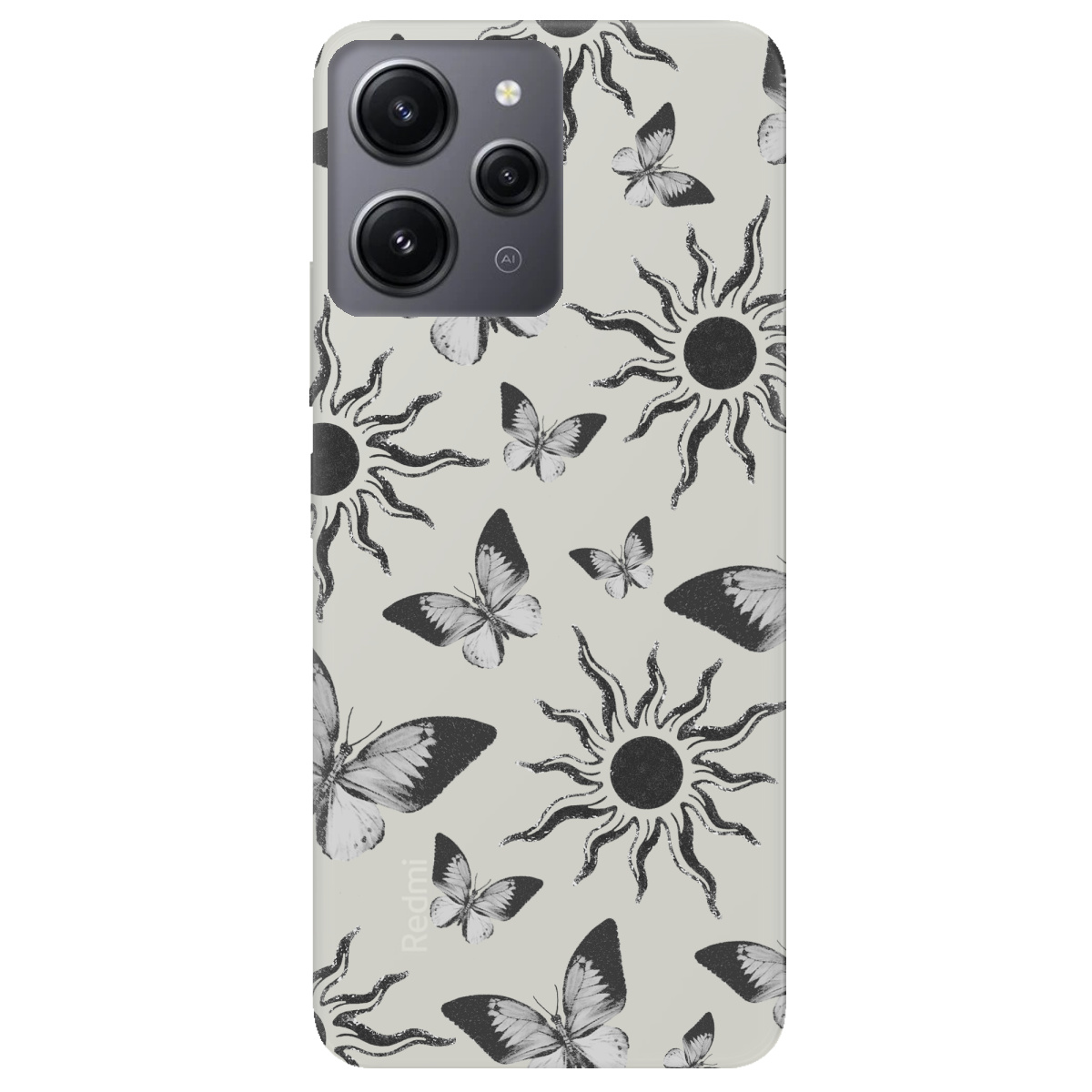 Чехол для Xiaomi Redmi 12 полупрозрачный матовый soft touch Сонячний метелик - фото 1 - Чехлы для телефонов