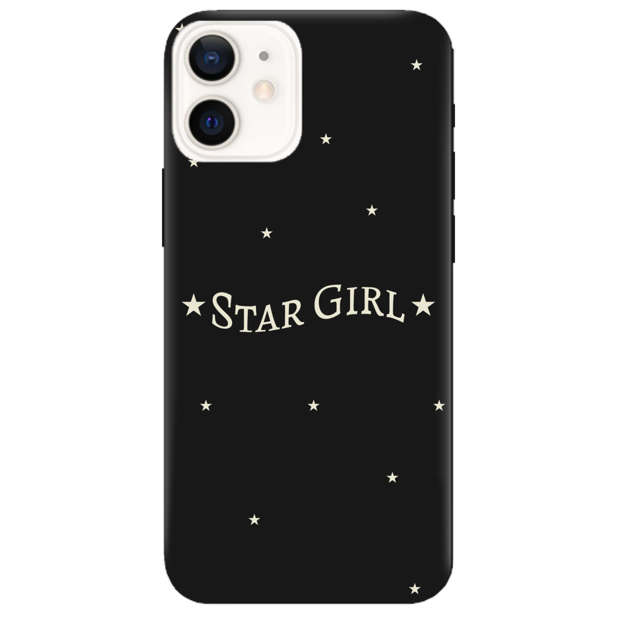 Чохол для Apple iPhone 12 чорний матовий soft touch Star girl - фото 1 Чохол для Apple iPhone 12 чорний матовий soft touch Star girl - фото 1 - Чохли для телефонів