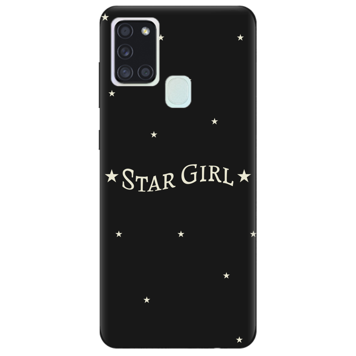 Чехол для Samsung Galaxy A21s черный матовый soft touch Star girl - фото 1 - Чехлы для телефонов