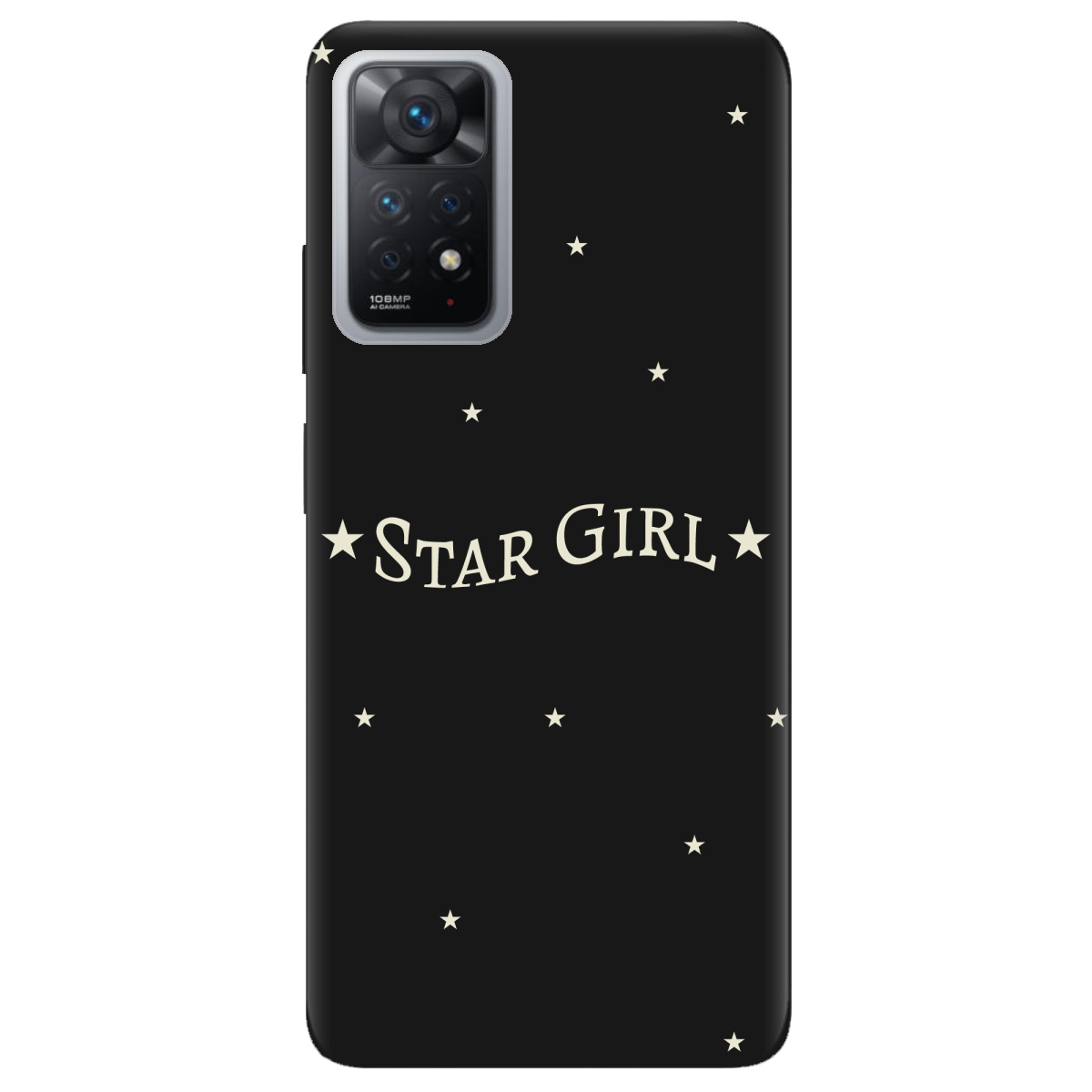 Чехол для Xiaomi Redmi Note 11 Pro черный матовый soft touch Star girl - фото 1 - Чехлы для телефонов