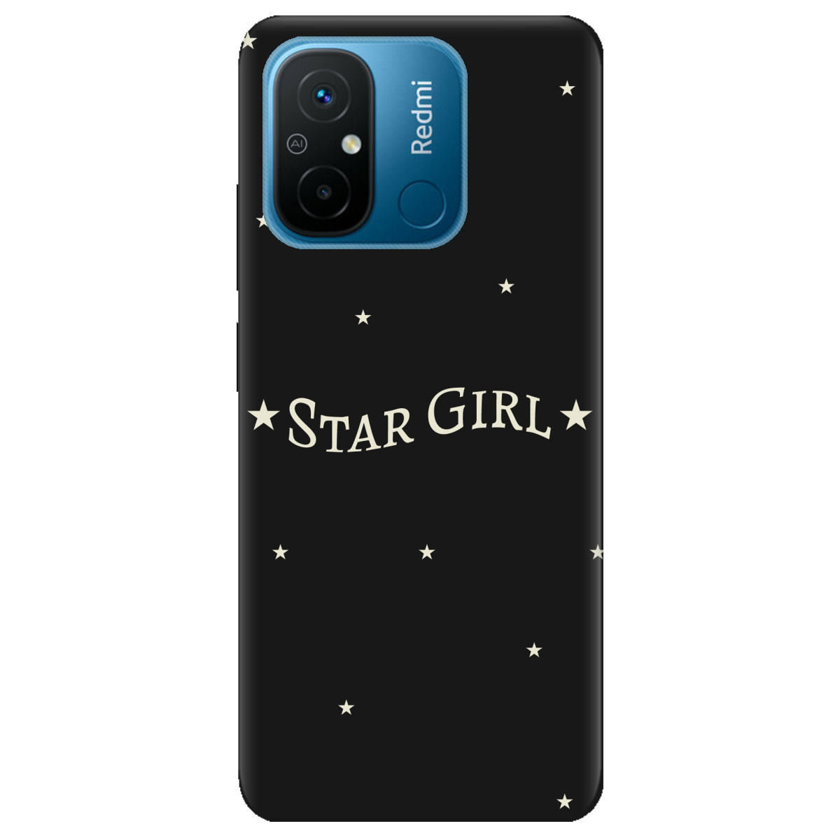 Чехол для Xiaomi Redmi 12C черный матовый soft touch Star girl - фото 1 - Чехлы для телефонов