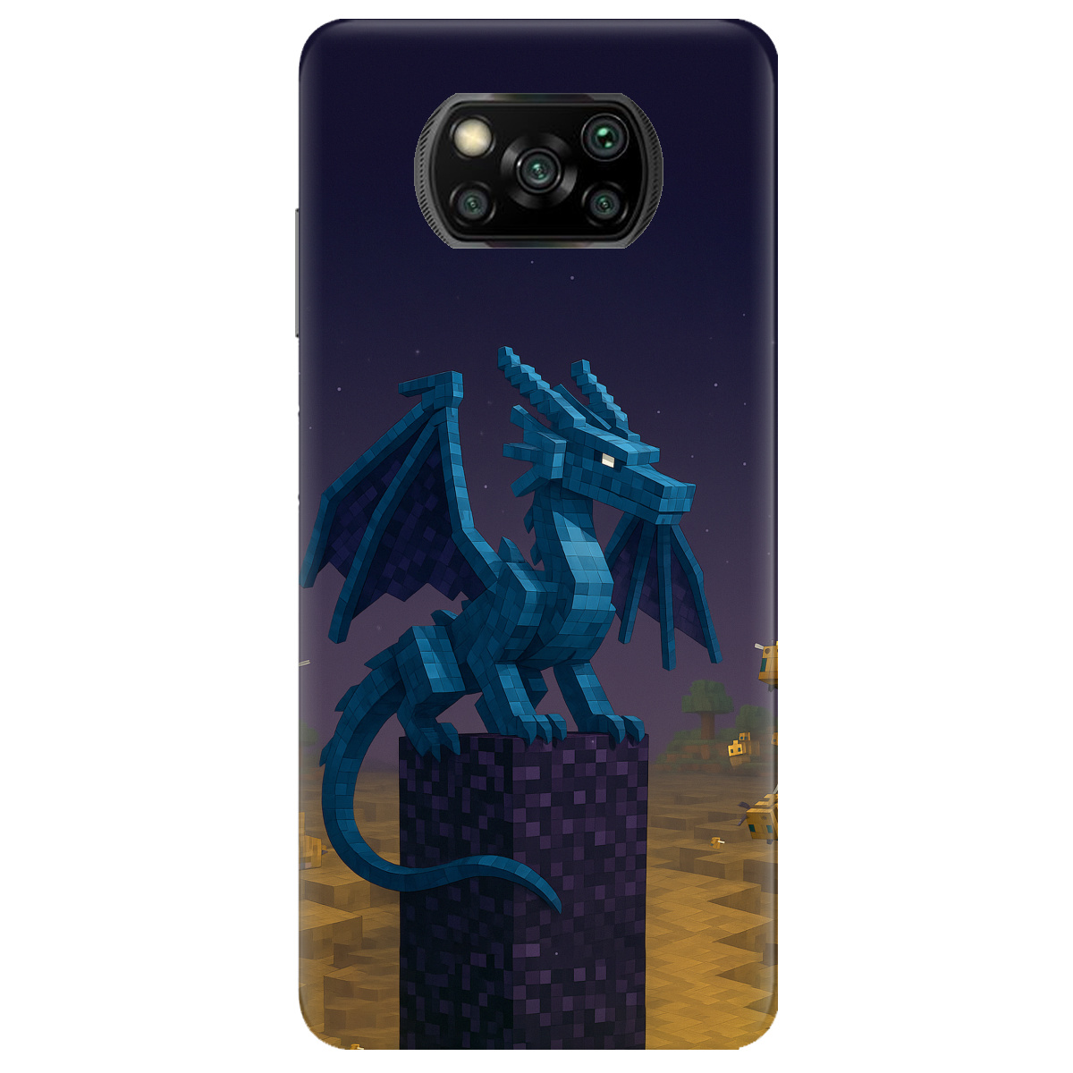 Чехол для Xiaomi Poco X3 Дракон Краю Майнкрафт - фото 1 - Чехлы для телефонов