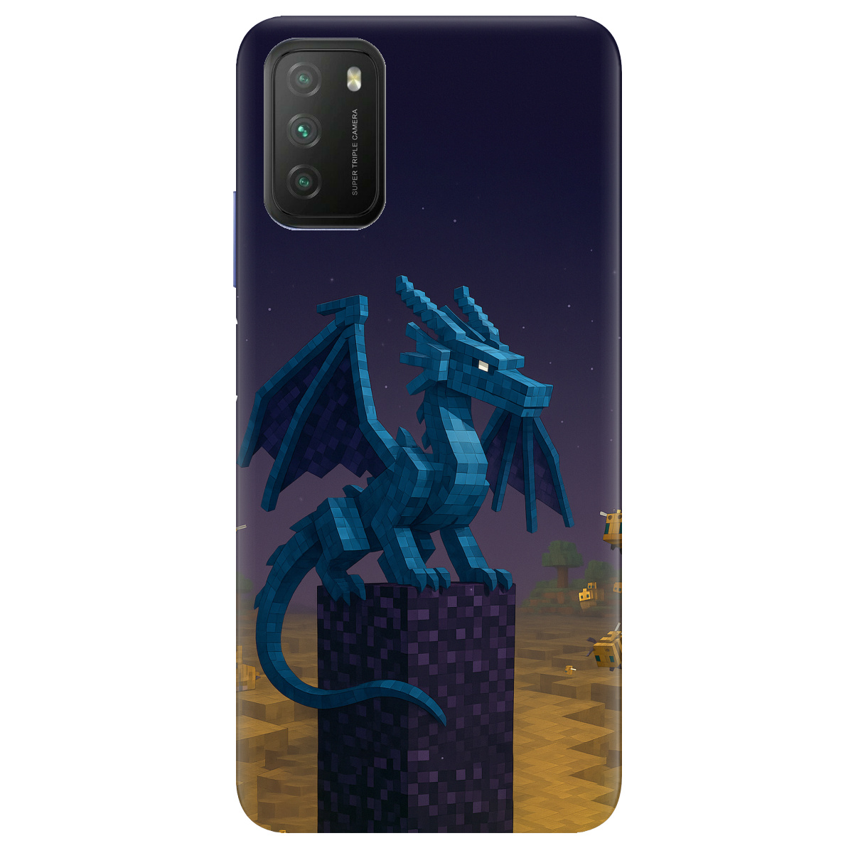 Чехол для Xiaomi Poco M3 Дракон Краю Майнкрафт - фото 1 - Чехлы для телефонов