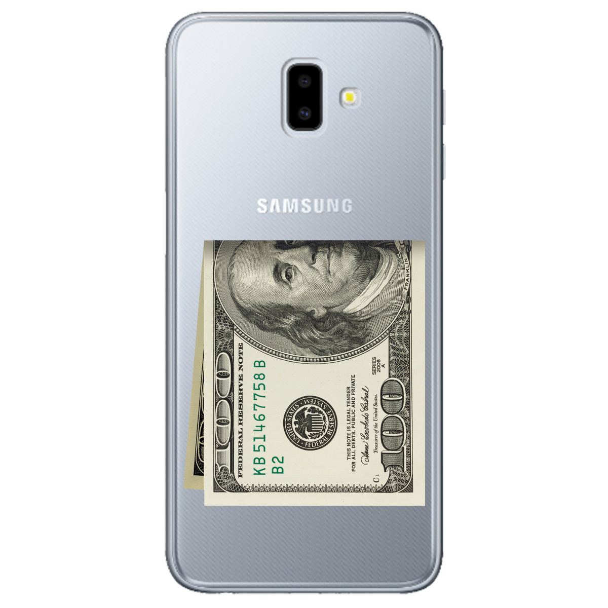 Чохол для Samsung Galaxy J6 Plus 2018 Зігнутий Бенджамін - фото 1 - Чохли для телефонів