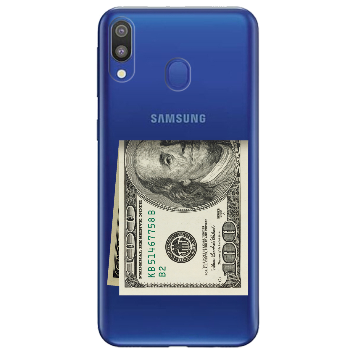 Чохол для Samsung Galaxy M20 Зігнутий Бенджамін - фото 1 Чохол для Samsung Galaxy M20 Зігнутий Бенджамін - фото 1 - Чохли для телефонів
