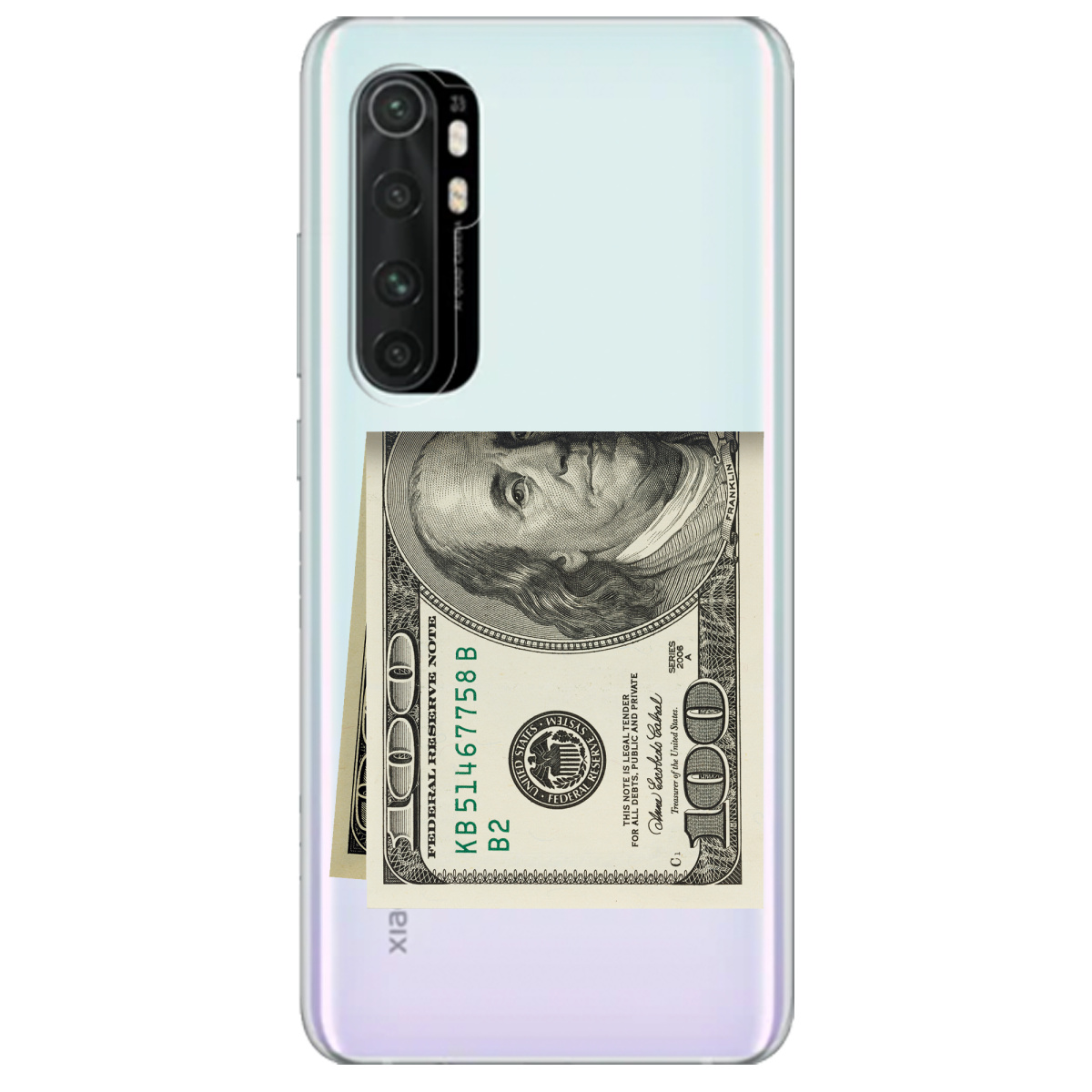 Чехол для Xiaomi Mi Note 10 Lite Зігнутий Бенджамін - фото 1 Чехол для Xiaomi Mi Note 10 Lite Зігнутий Бенджамін - фото 1 - Чехлы для телефонов