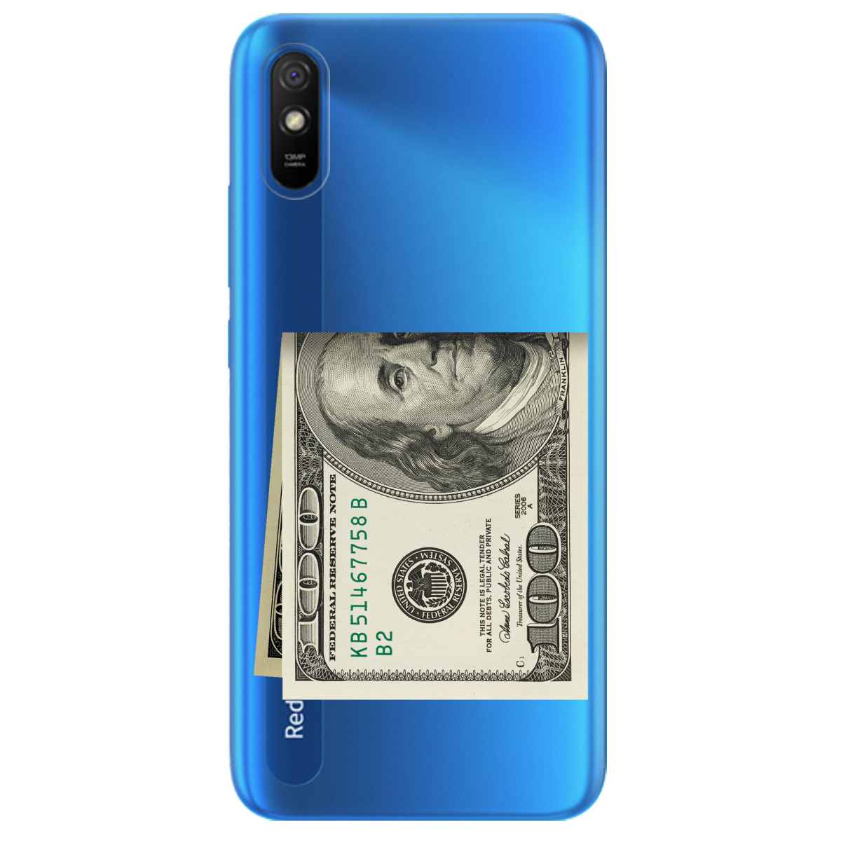 Чохол для Xiaomi Redmi 9A Зігнутий Бенджамін - фото 1 Чохол для Xiaomi Redmi 9A Зігнутий Бенджамін - фото 1 - Чохли для телефонів