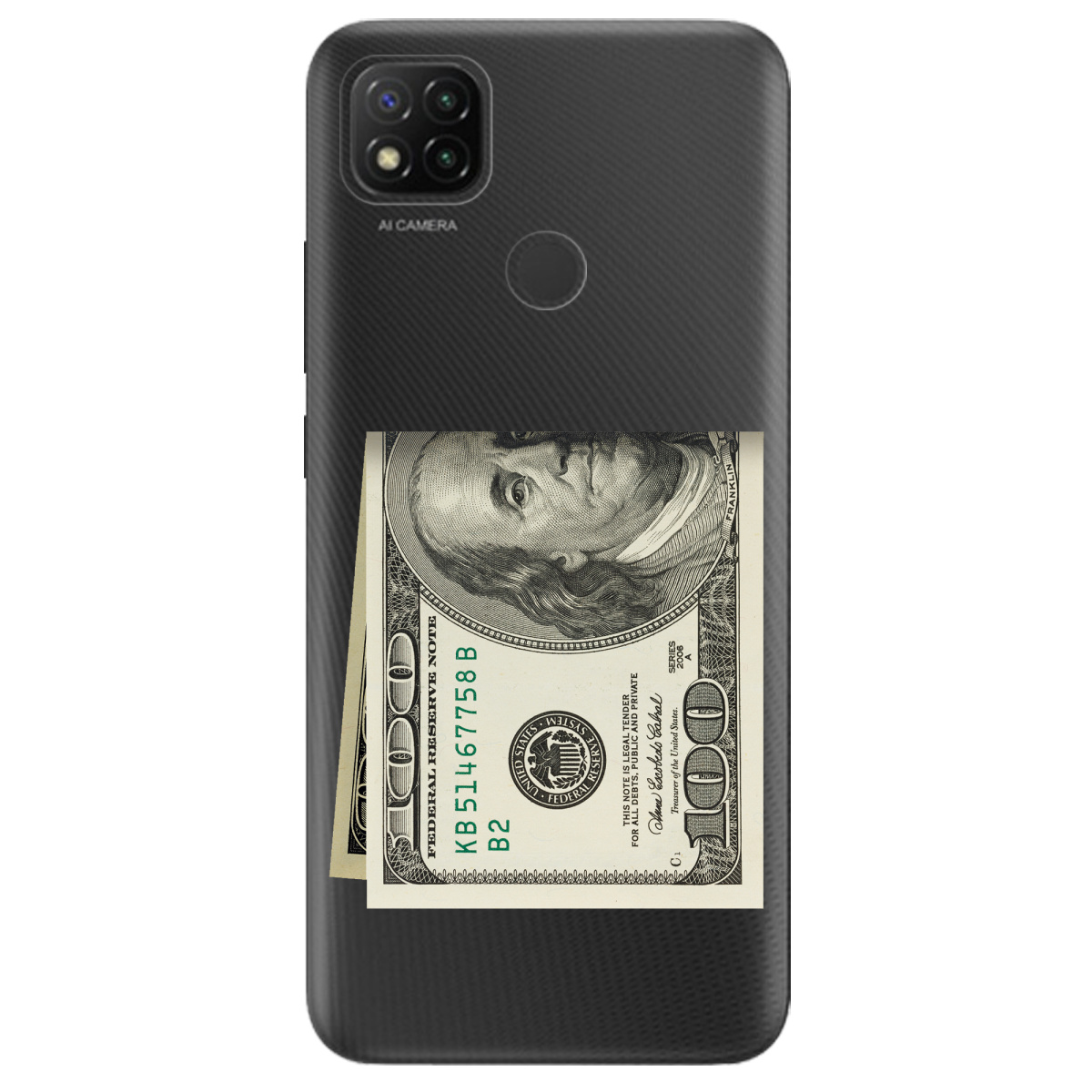 Чохол для Xiaomi Redmi 10A Зігнутий Бенджамін - фото 1 Чохол для Xiaomi Redmi 10A Зігнутий Бенджамін - фото 1 - Чохли для телефонів