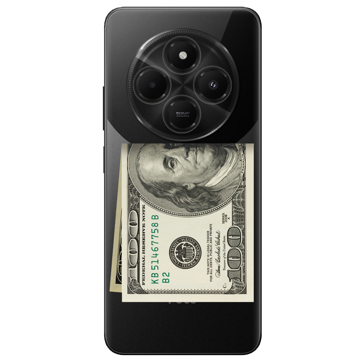 Чехол для Xiaomi Poco C75 Зігнутий Бенджамін - фото 1 Чехол для Xiaomi Poco C75 Зігнутий Бенджамін - фото 1 - Чехлы для телефонов