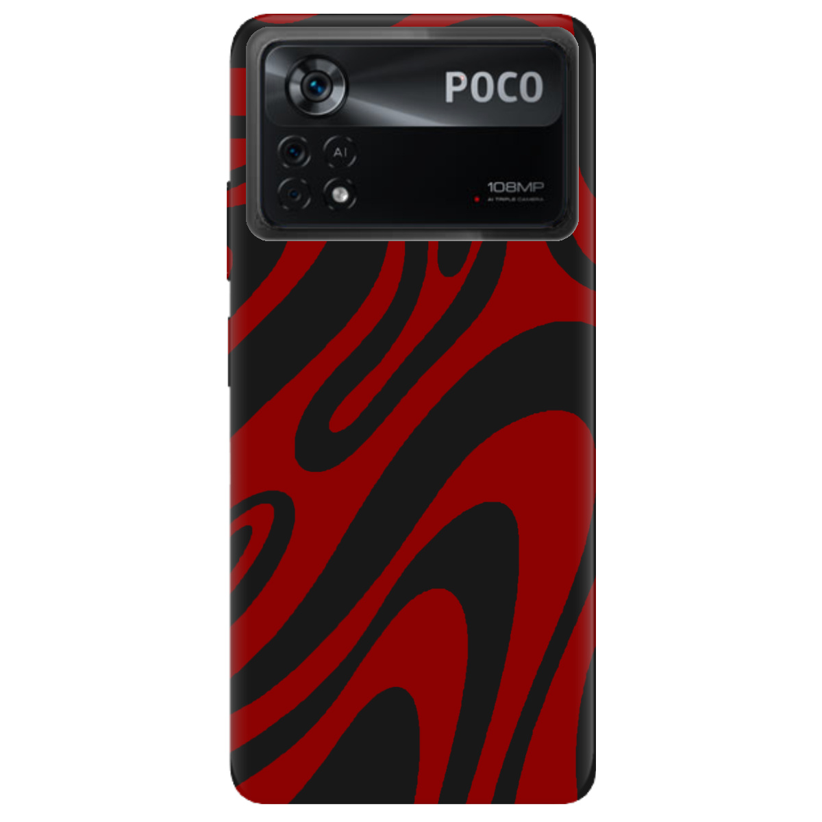 Чохол для Xiaomi Poco X4 Pro 5G чорний матовий soft touch Червона енергія - фото 1 - Чохли для телефонів