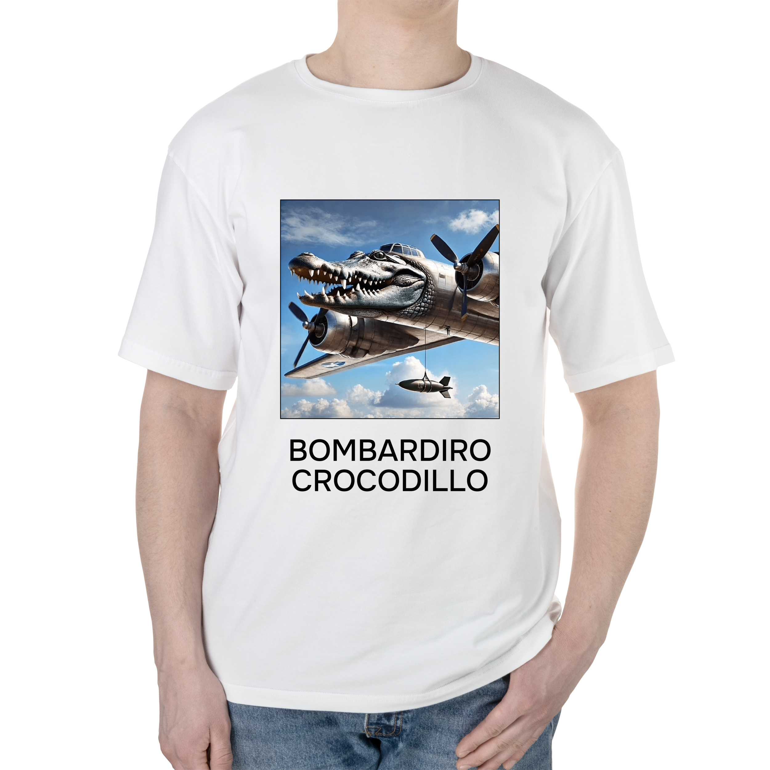 Футболка мужская оверсайз белая хлопок/эластан А3 размера Bambardilo Crocodillo XXL - фото 1 - Футболки