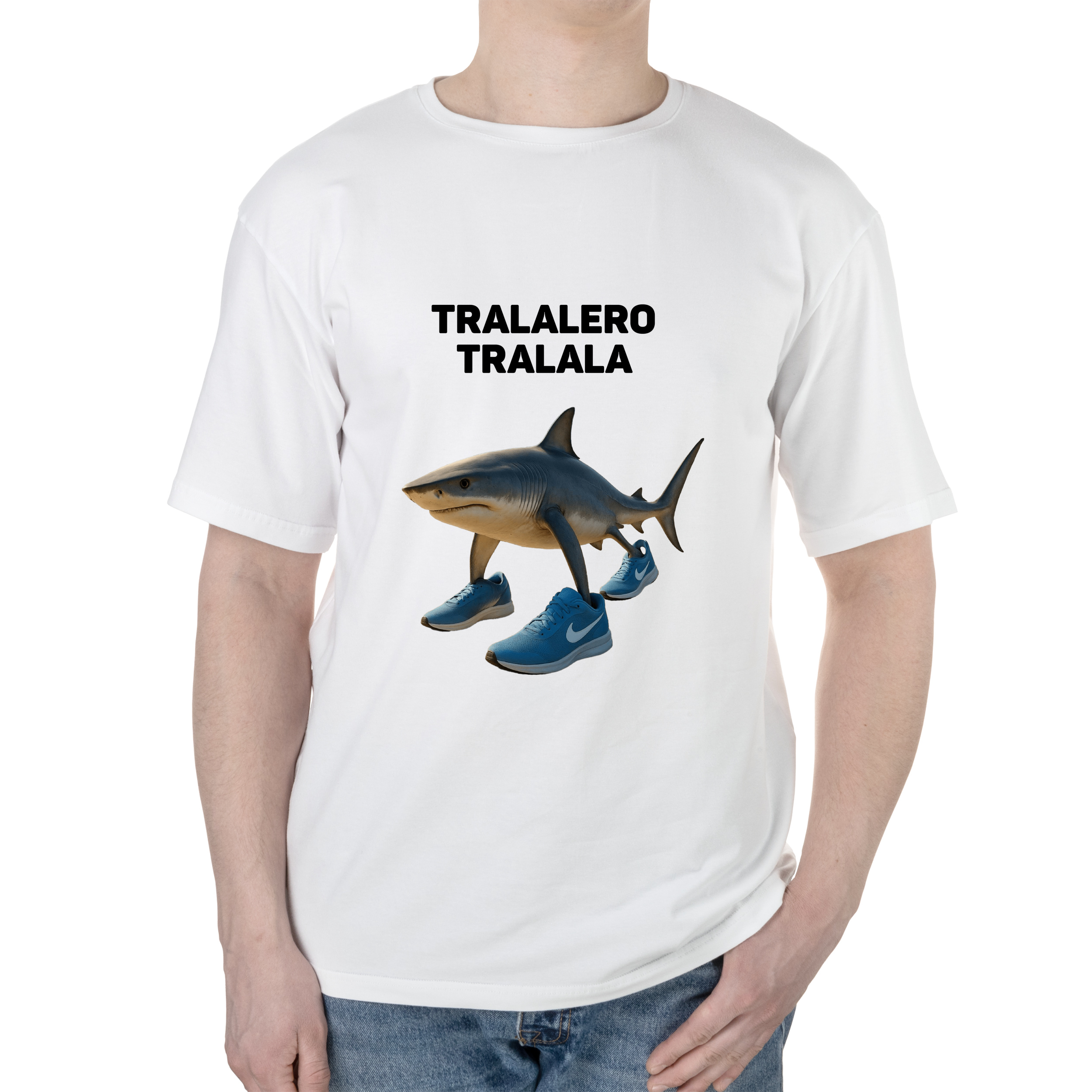 Футболка мужская оверсайз белая хлопок/эластан А3 размера Tralalero Tralala XXL - фото 1 - Футболки