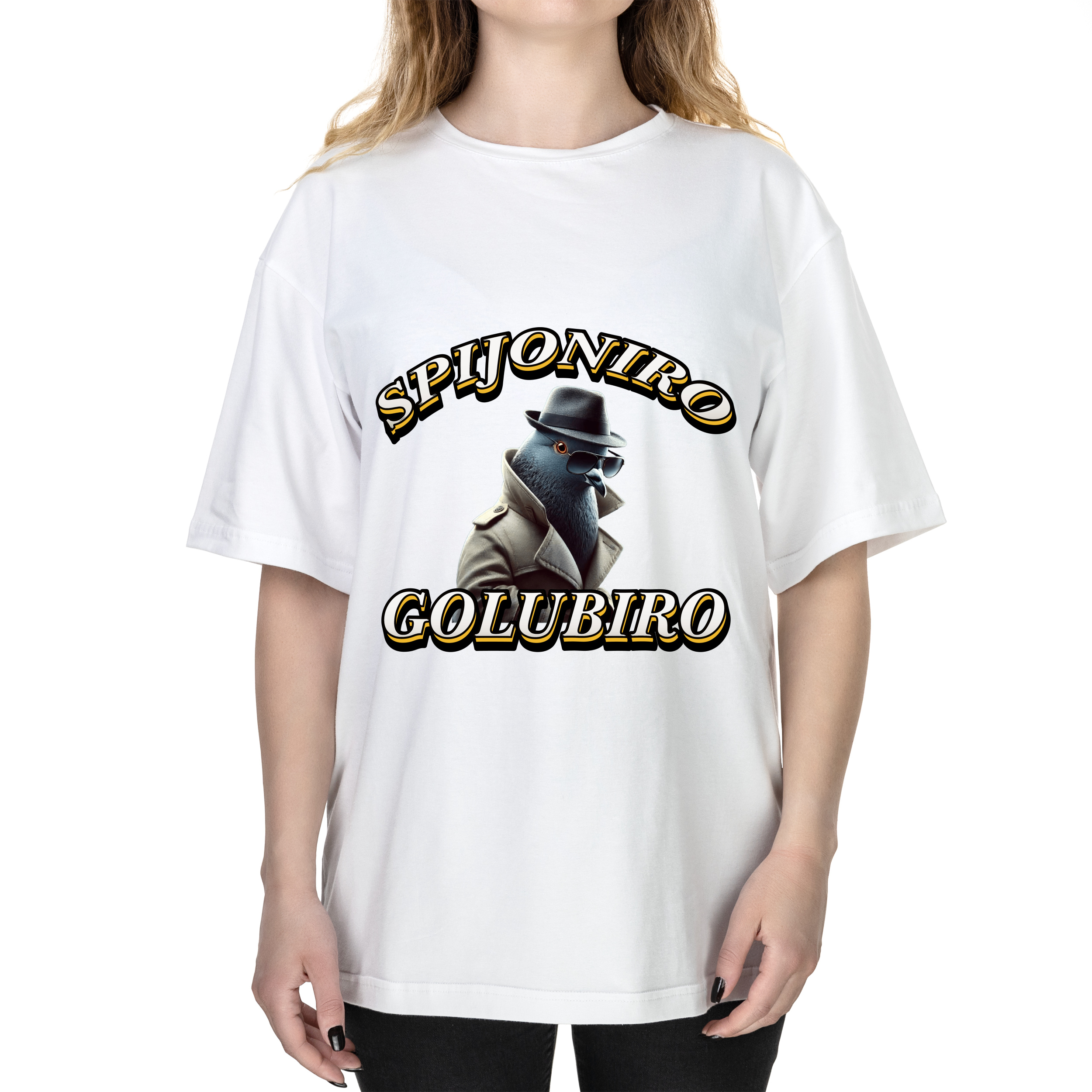 Футболка жіноча оверсайз біла бавовна/еластан А3 розміру Golubiro Spijoniro XS - фото 1 - Футболки