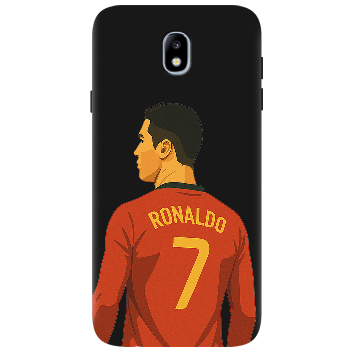 Чохол для Samsung Galaxy J7 2017 чорний матовий soft touch Ronaldo - фото 1 Чохол для Samsung Galaxy J7 2017 чорний матовий soft touch Ronaldo - фото 1 - Чохли для телефонів