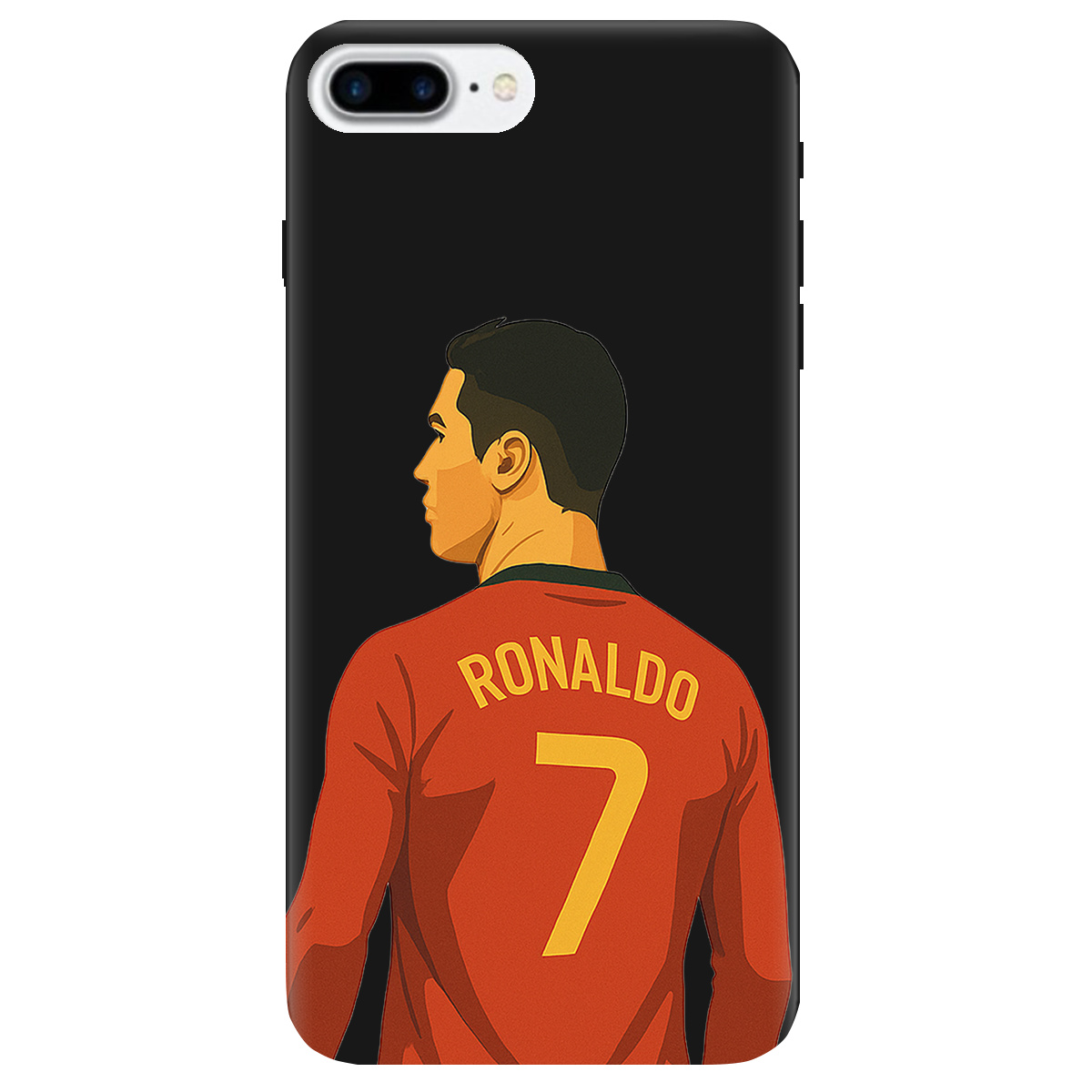 Чехол для Apple iPhone 8 Plus черный матовый soft touch Ronaldo - фото 1 - Чехлы для телефонов