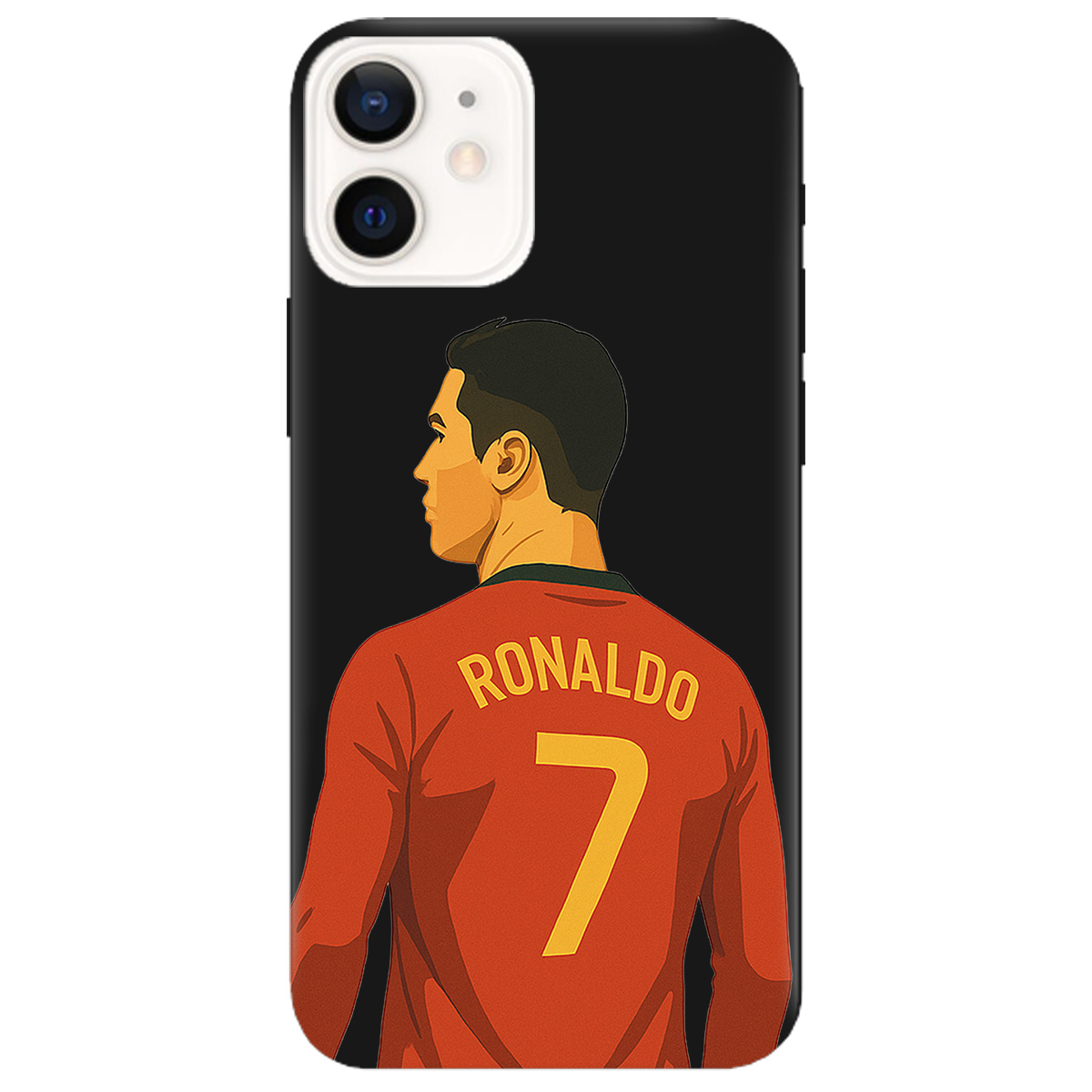 Чохол для Apple iPhone 12 чорний матовий soft touch Ronaldo - фото 1 - Чохли для телефонів