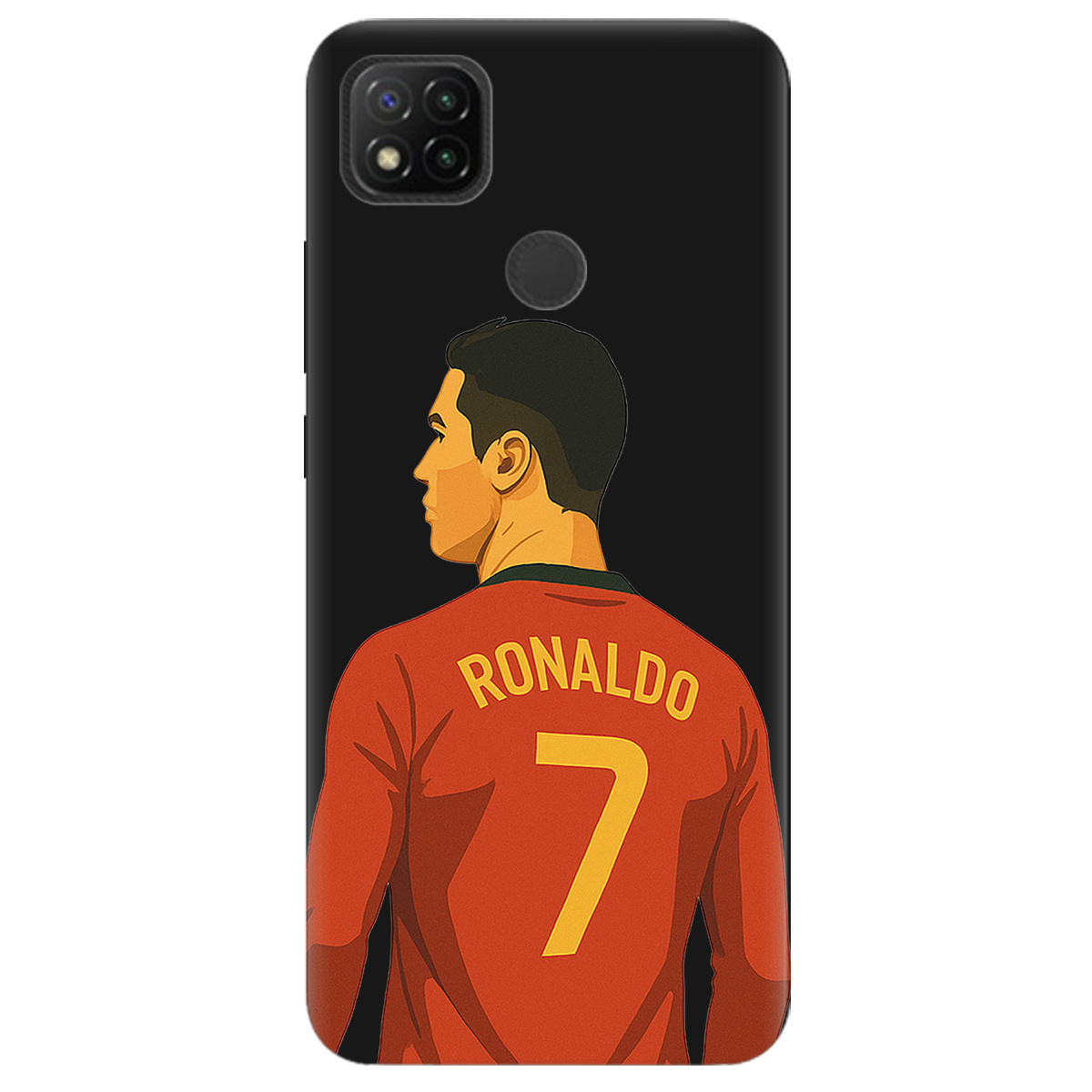 Чехол для Xiaomi Redmi 9C черный матовый soft touch Ronaldo - фото 1 - Чехлы для телефонов