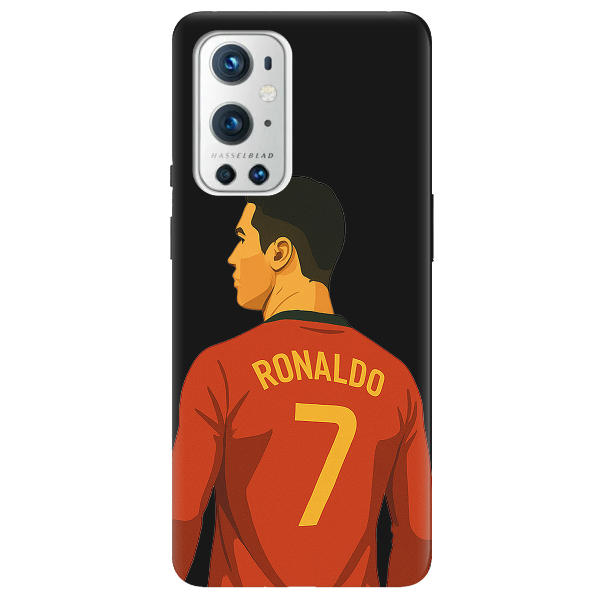 Чохол для OnePlus 9 Pro чорний матовий soft touch Ronaldo - фото 1 - Чохли для телефонів