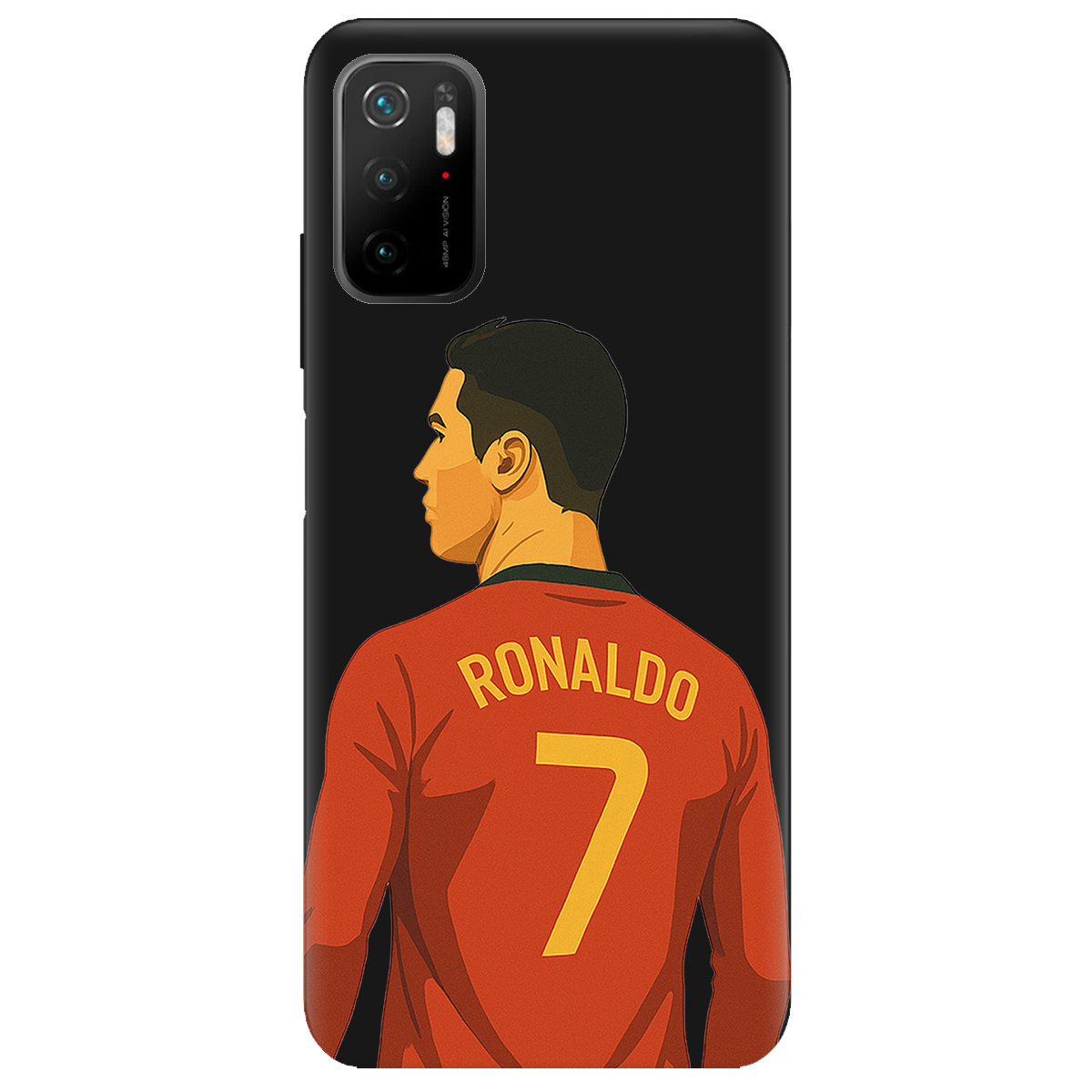 Чехол для Xiaomi Redmi Note 10 5G черный матовый soft touch Ronaldo - фото 1 - Чехлы для телефонов