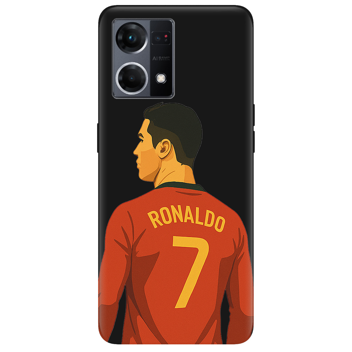 Чехол для Oppo Reno  7 4G черный матовый soft touch Ronaldo - фото 1 - Чехлы для телефонов