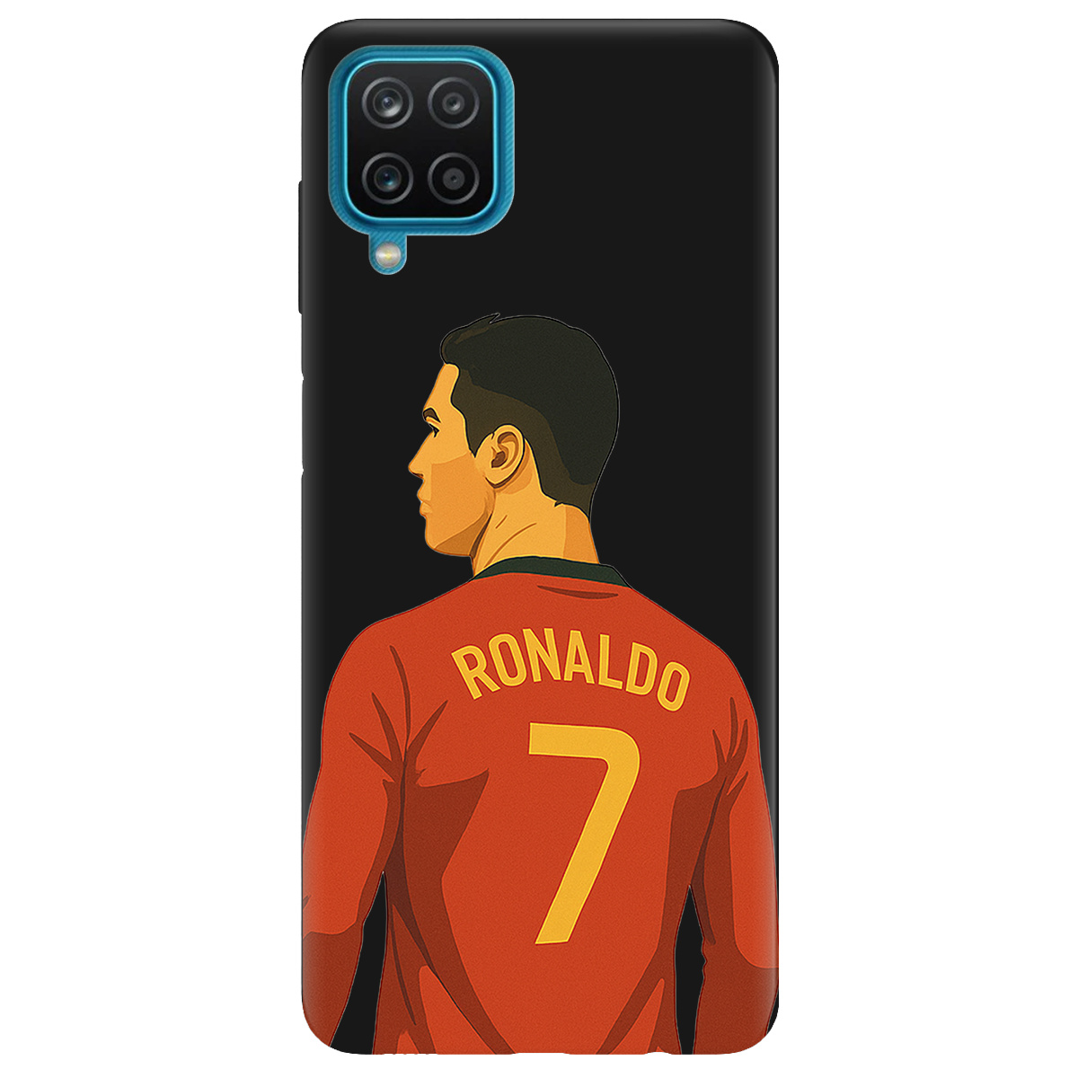 Чехол для Samsung Galaxy A12 5G черный матовый soft touch Ronaldo - фото 1 - Чехлы для телефонов