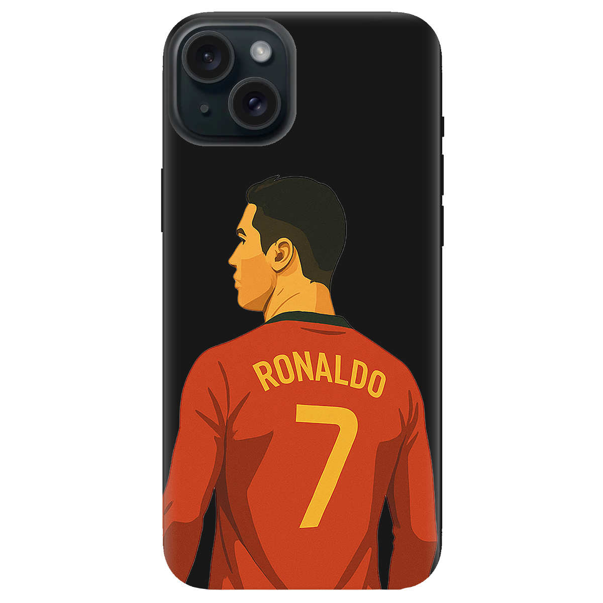 Чохол для Apple iPhone 15 чорний матовий soft touch Ronaldo - фото 1 - Чохли для телефонів