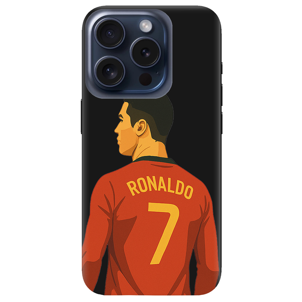 Чохол для Apple iPhone 15 Pro Max чорний матовий soft touch Ronaldo - фото 1 - Чохли для телефонів