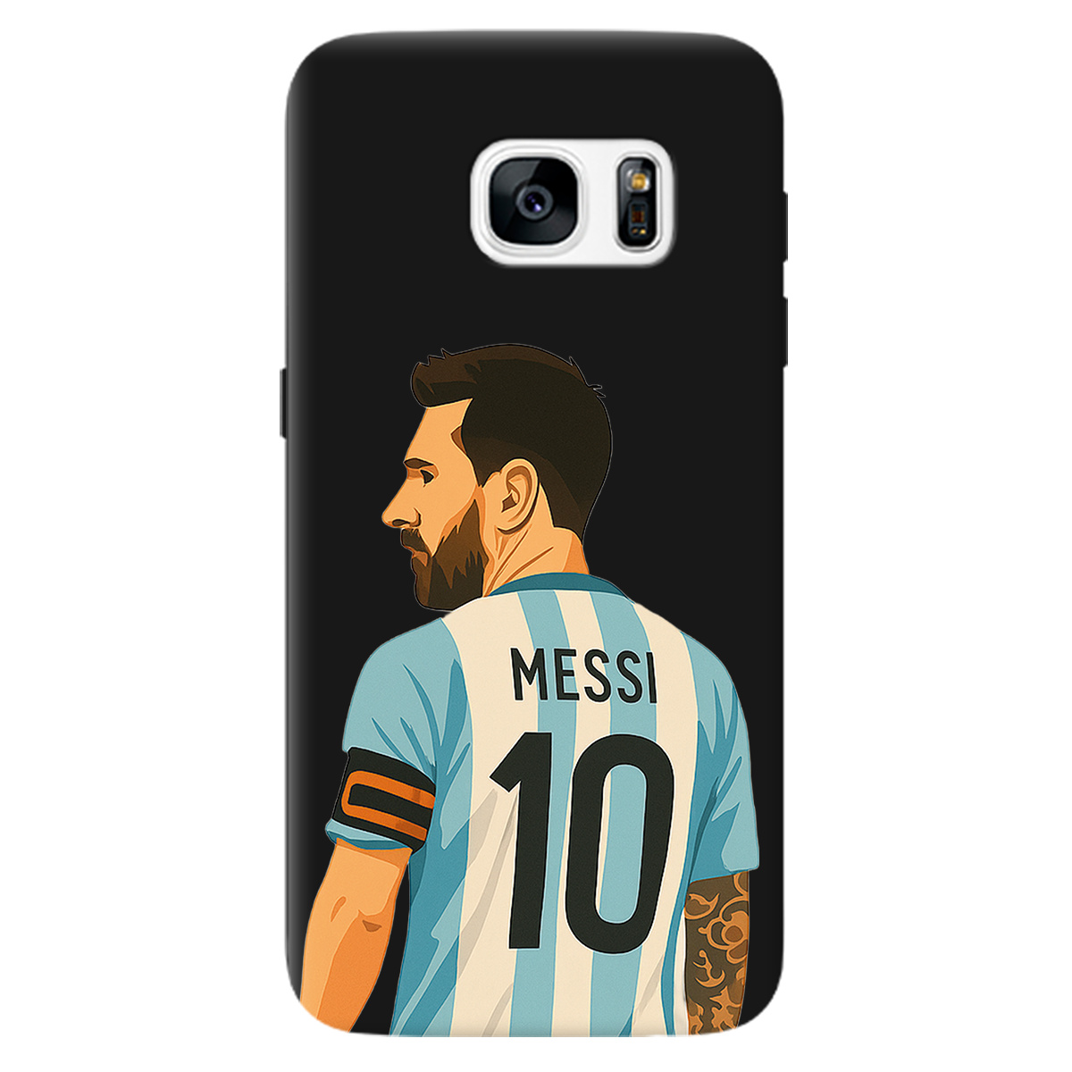 Чехол для Samsung Galaxy S7 черный матовый soft touch Messi - фото 1 Чехол для Samsung Galaxy S7 черный матовый soft touch Messi - фото 1 - Чехлы для телефонов