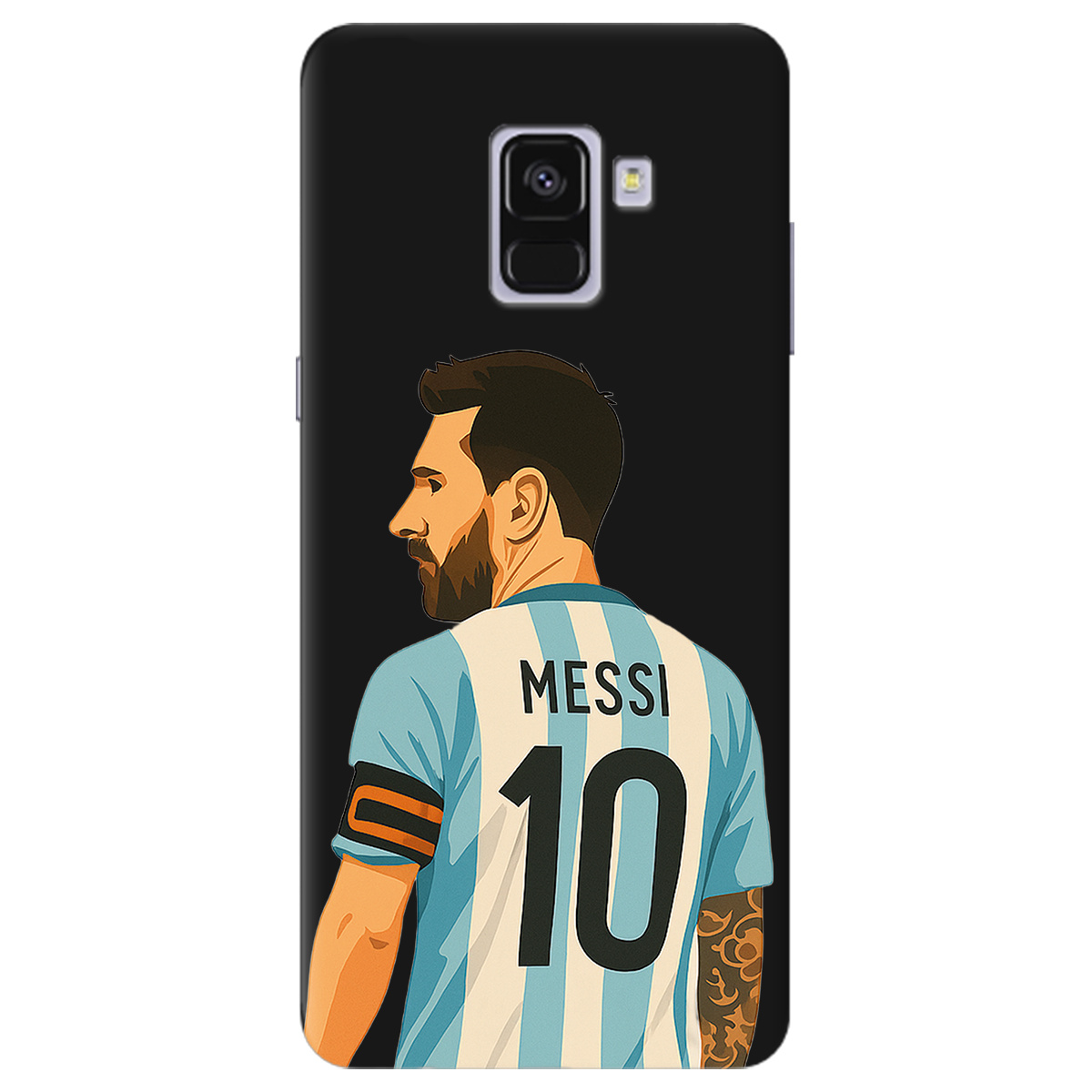 Чохол для Samsung Galaxy A8 Plus 2018 чорний матовий soft touch Messi - фото 1 - Чохли для телефонів