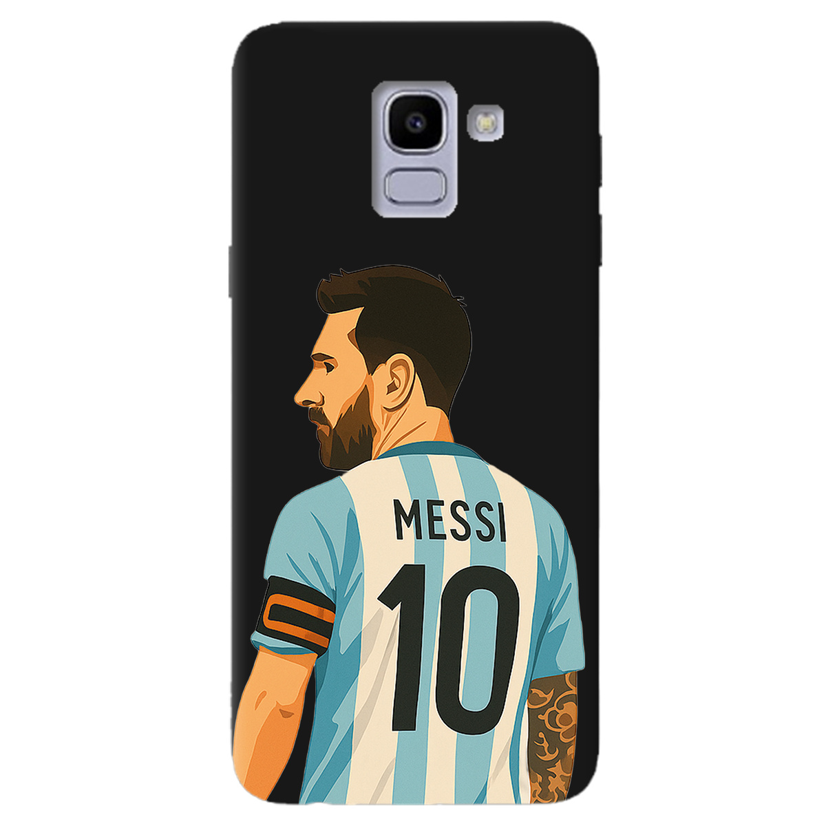 Чехол для Samsung Galaxy J6 2018 черный матовый soft touch Messi - фото 1 - Чехлы для телефонов