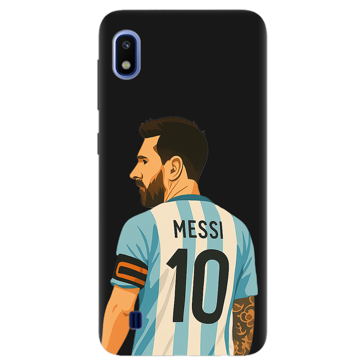 Чехол для Samsung Galaxy A10 черный матовый soft touch Messi - фото 1 - Чехлы для телефонов