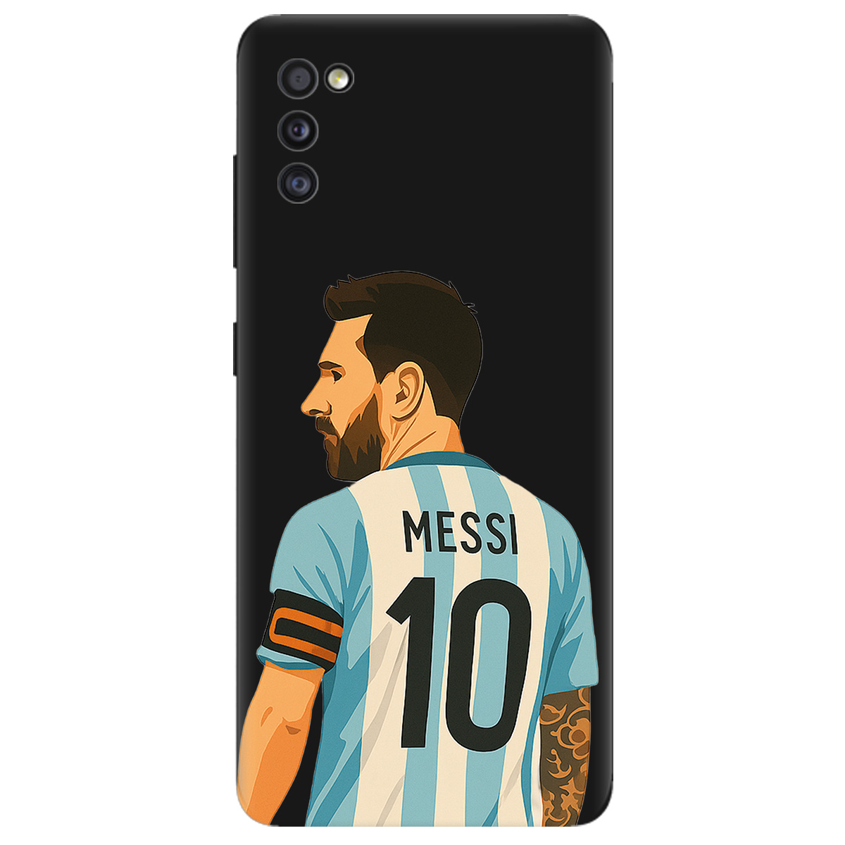 Чехол для Samsung Galaxy A41 черный матовый soft touch Messi - фото 1 - Чехлы для телефонов