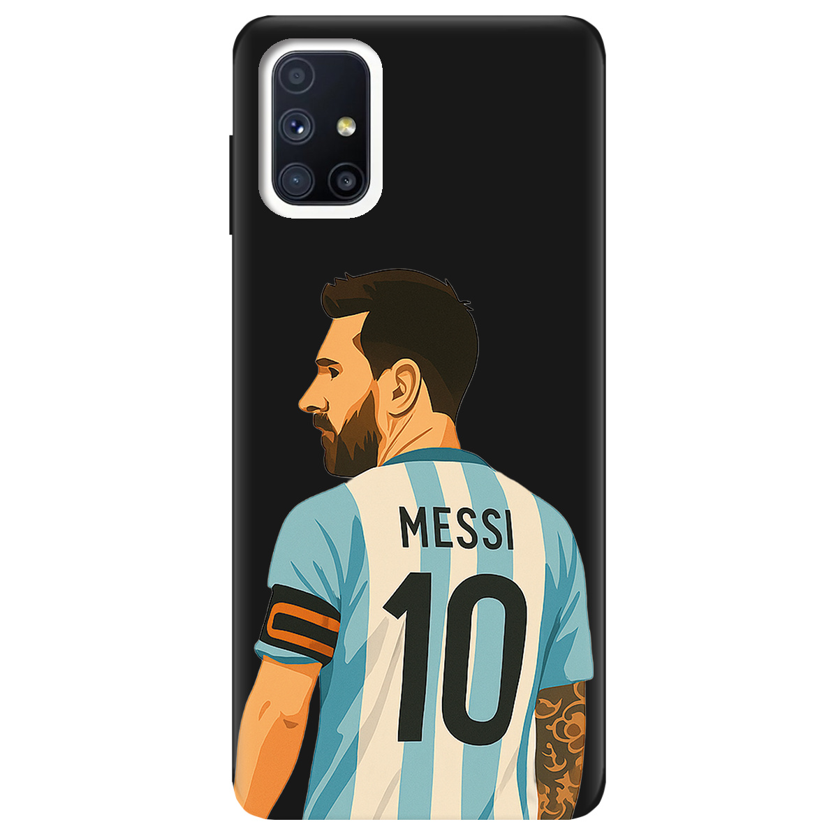 Чехол для Samsung Galaxy M51 черный матовый soft touch Messi - фото 1 - Чехлы для телефонов